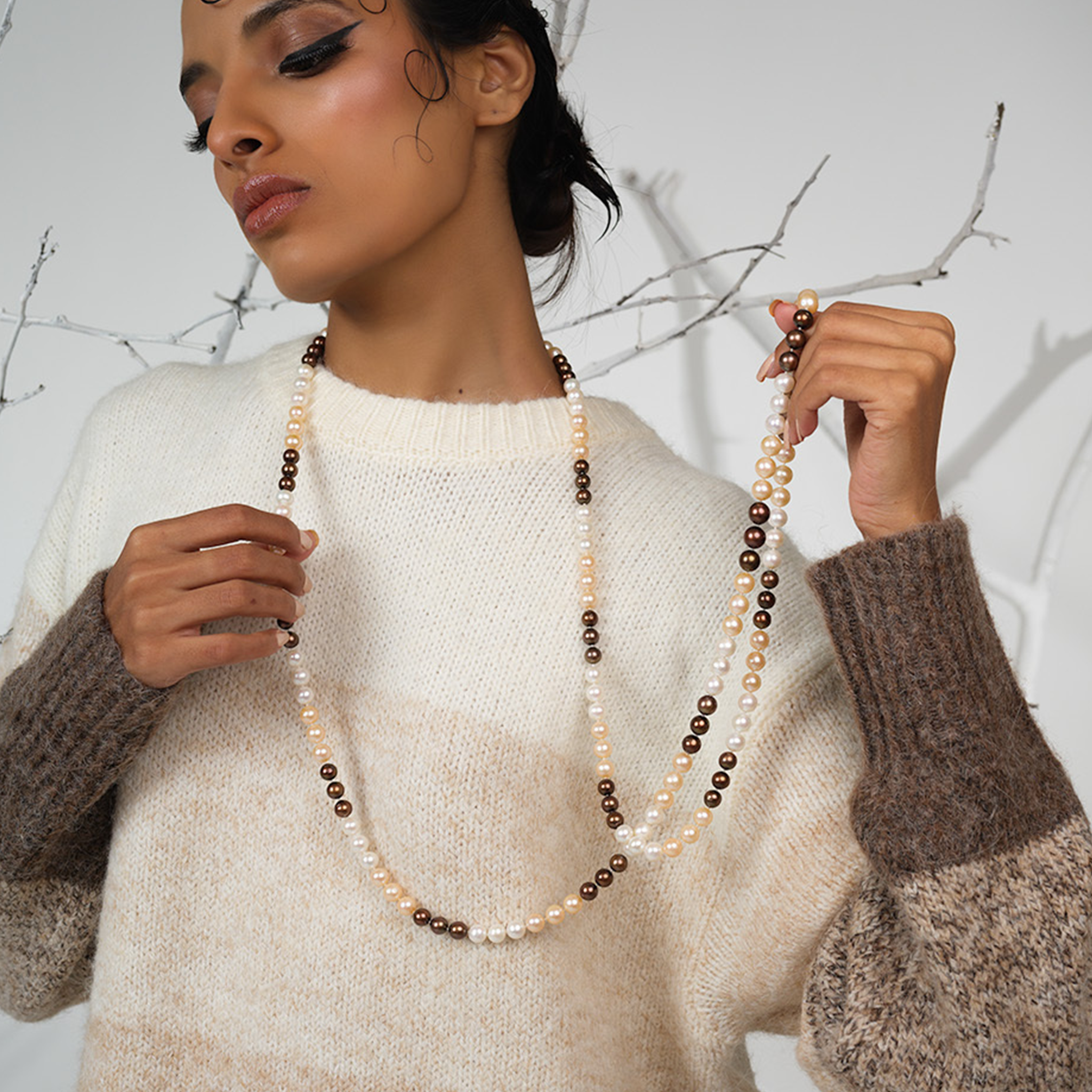 Long Freshwater Multi-Color Pearl Necklace