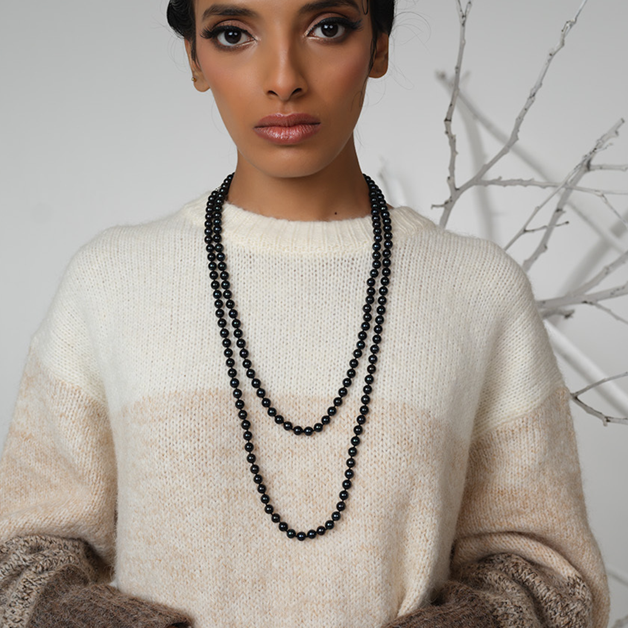 Long Freshwater OPERA Black Beauty Pearl Necklace