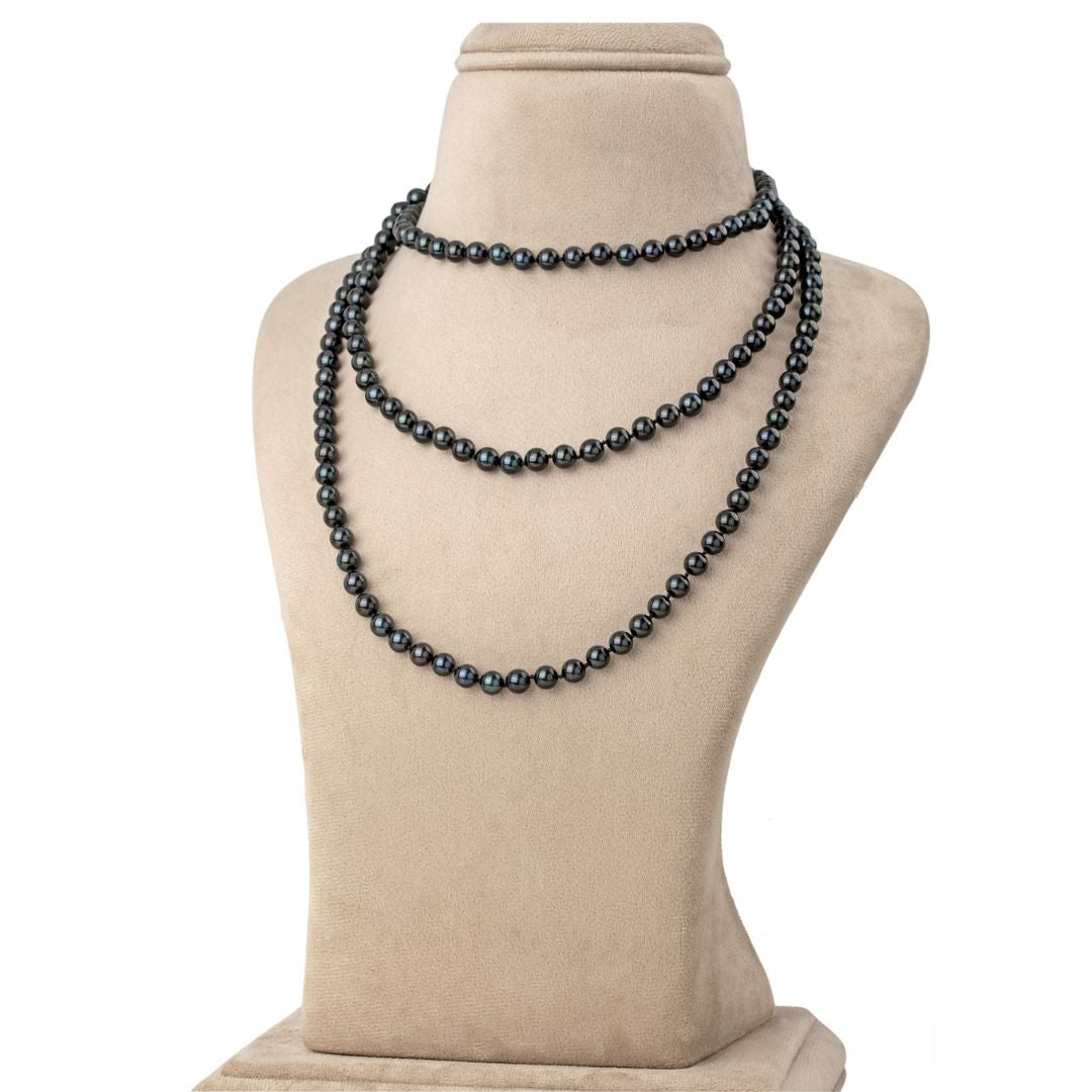 Long Freshwater OPERA Black Beauty Pearl Necklace 1