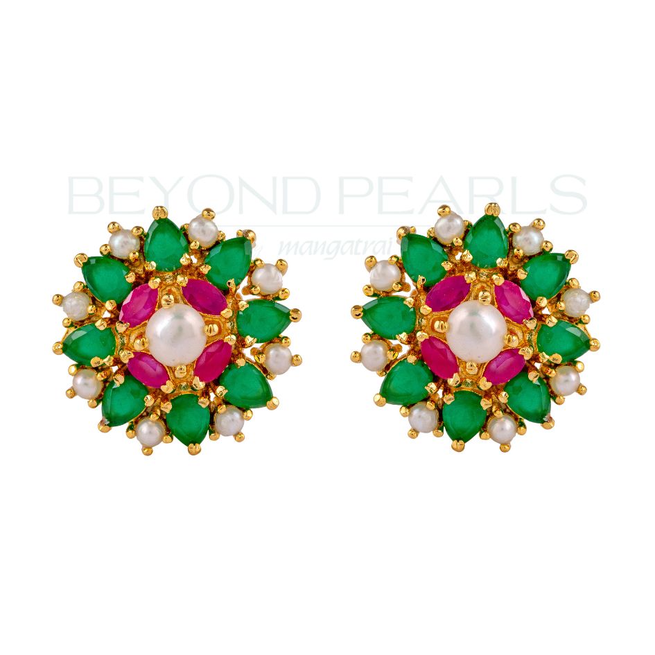 Mint Ruby Red Sparkle Earrings
