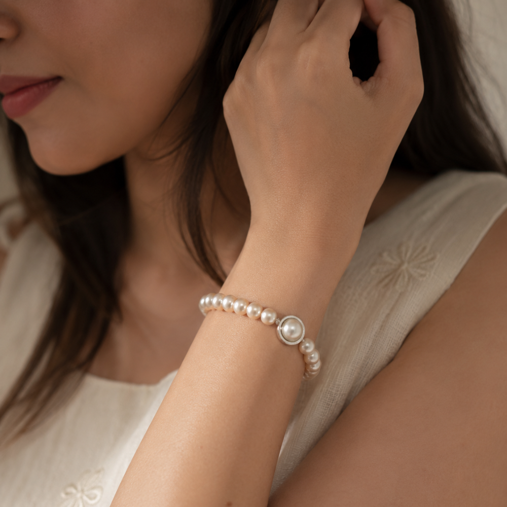Onion pink pearl bracelet
