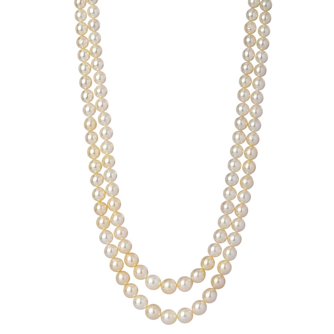Radiant Glow Twin Strand Golden Pearl Necklace