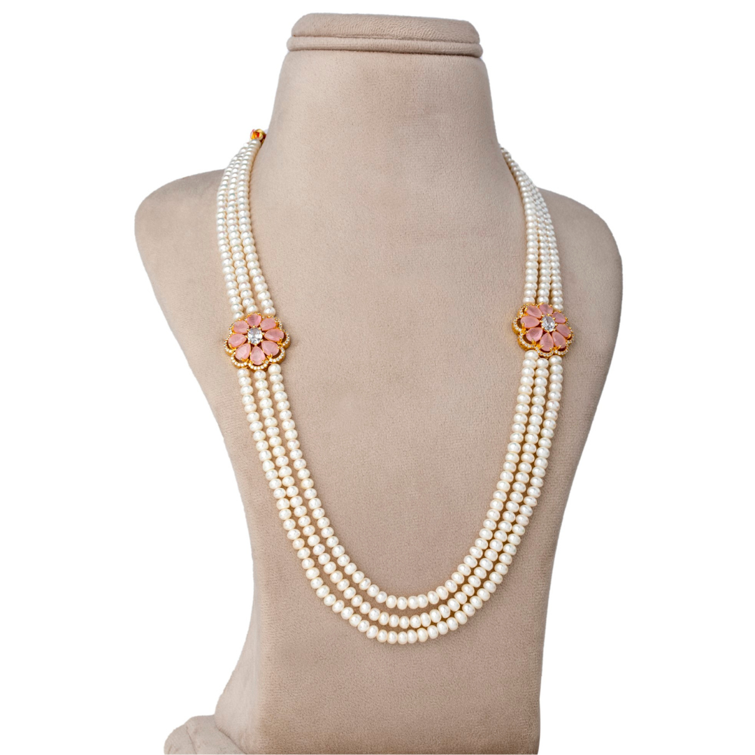 White and Pink Floral Jewelry Set