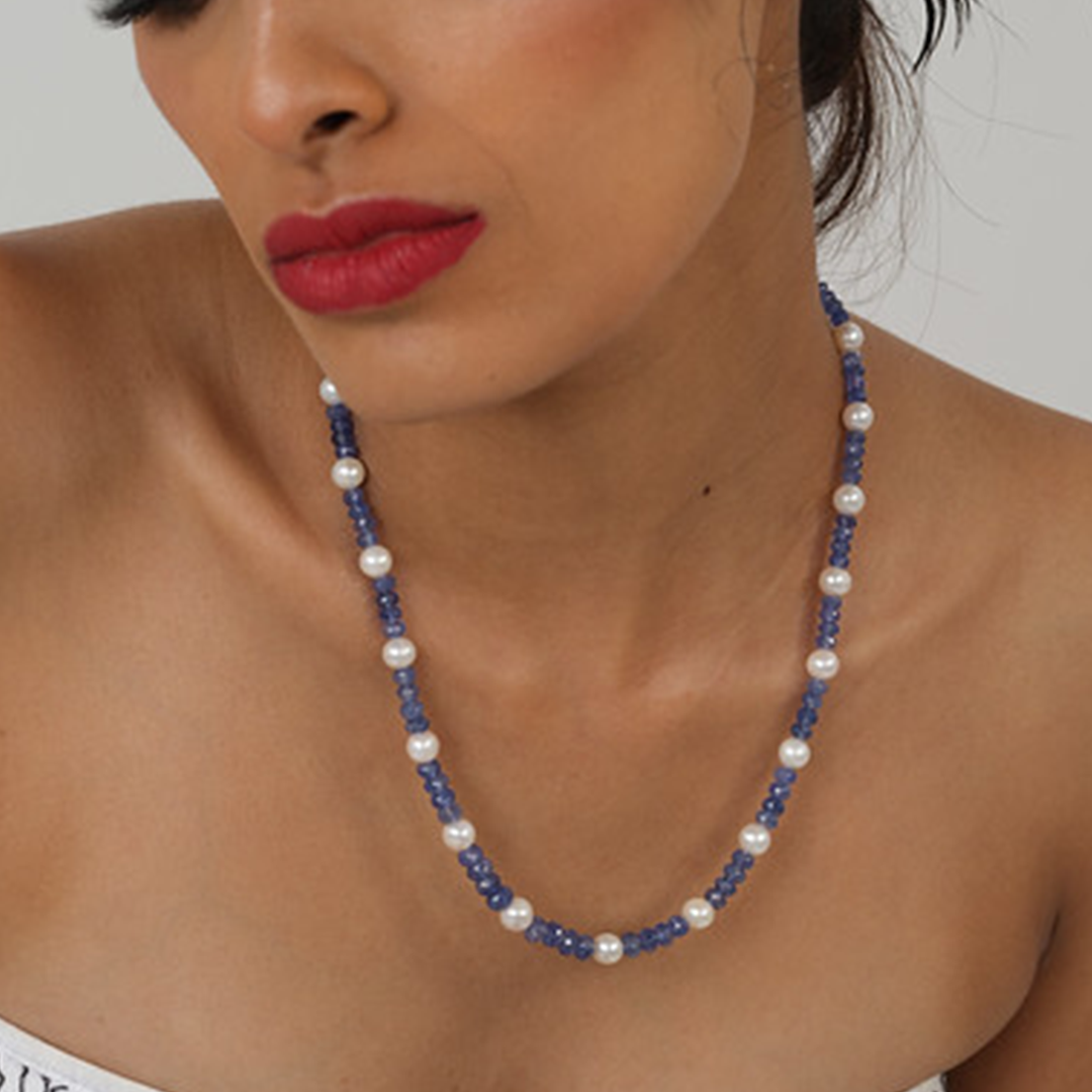 Smokey Sapphire Freshwater Pearl Necklace