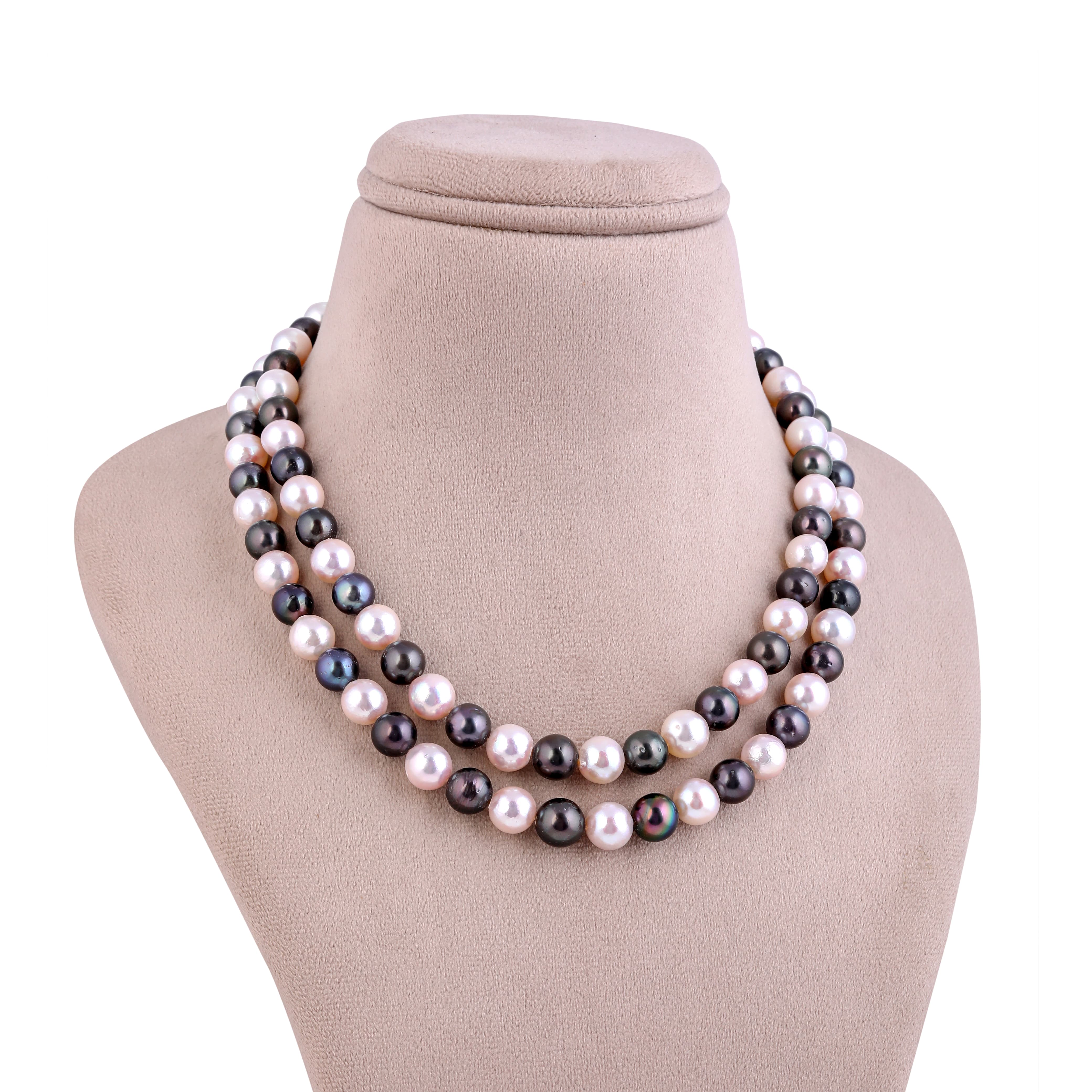 Black & Pink - Tahitian & Akoya Dual Pearl Necklace