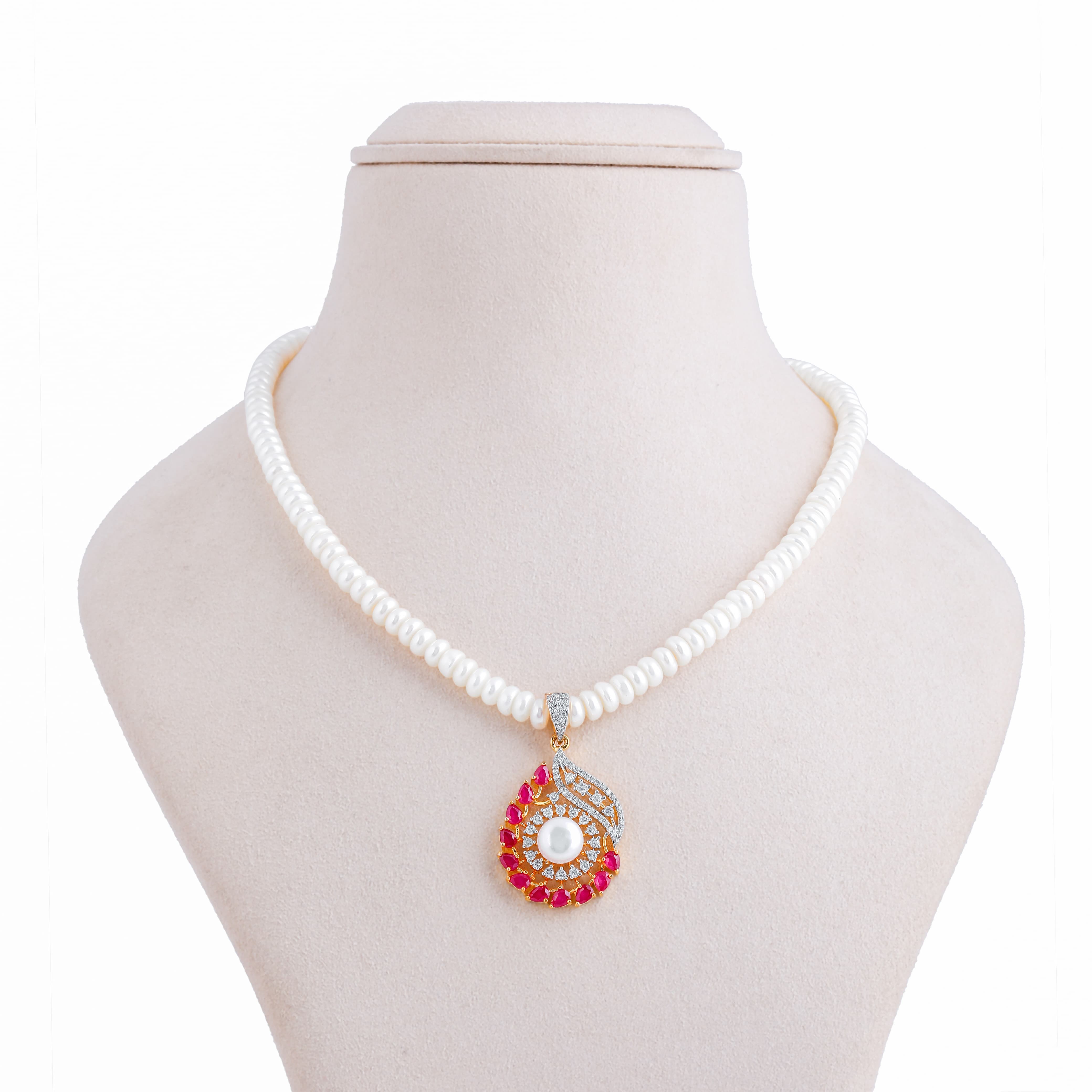 Red Crescent Sparkle Pearl Jewelry Set