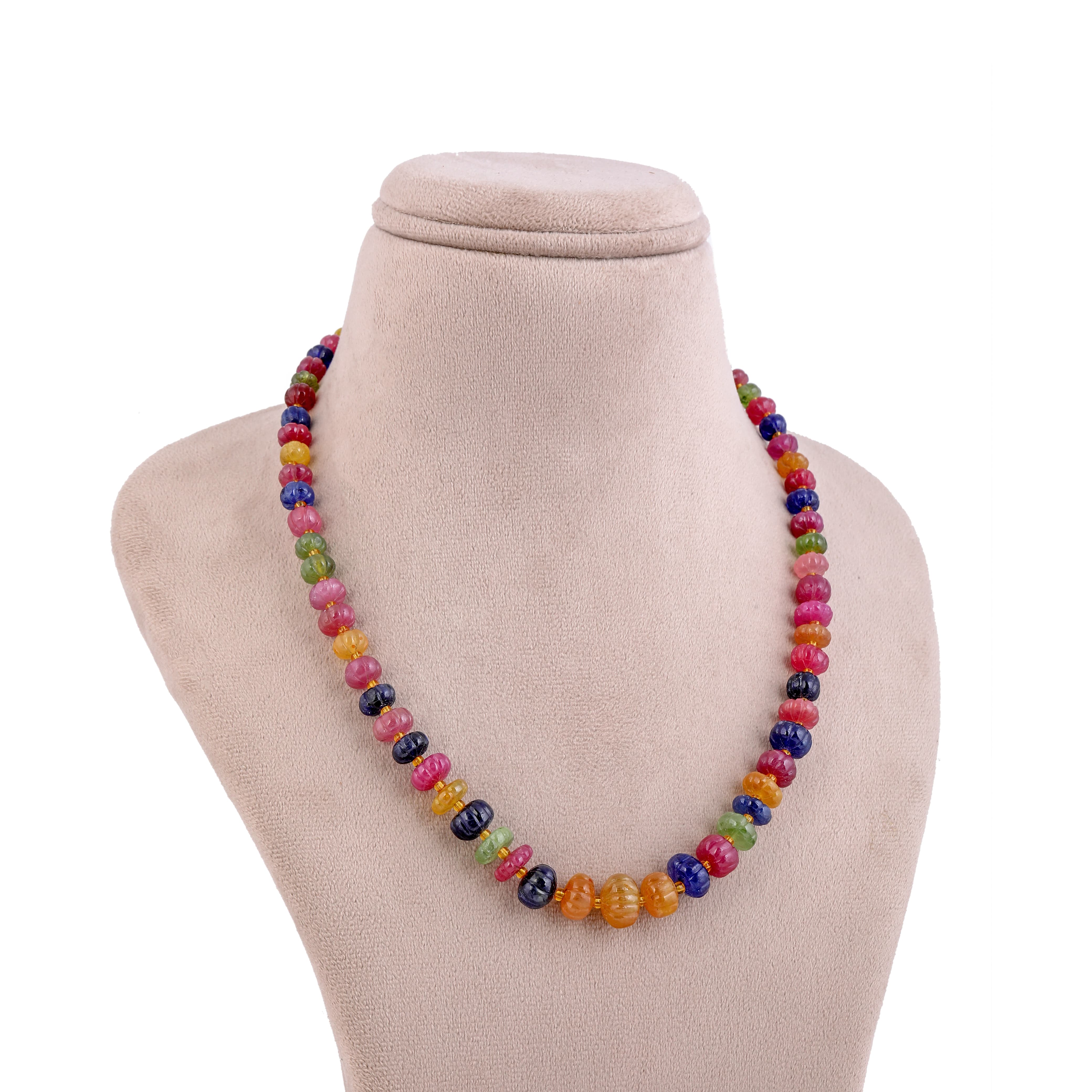 Rainbow Multi-Sapphire Gemstone Necklace
