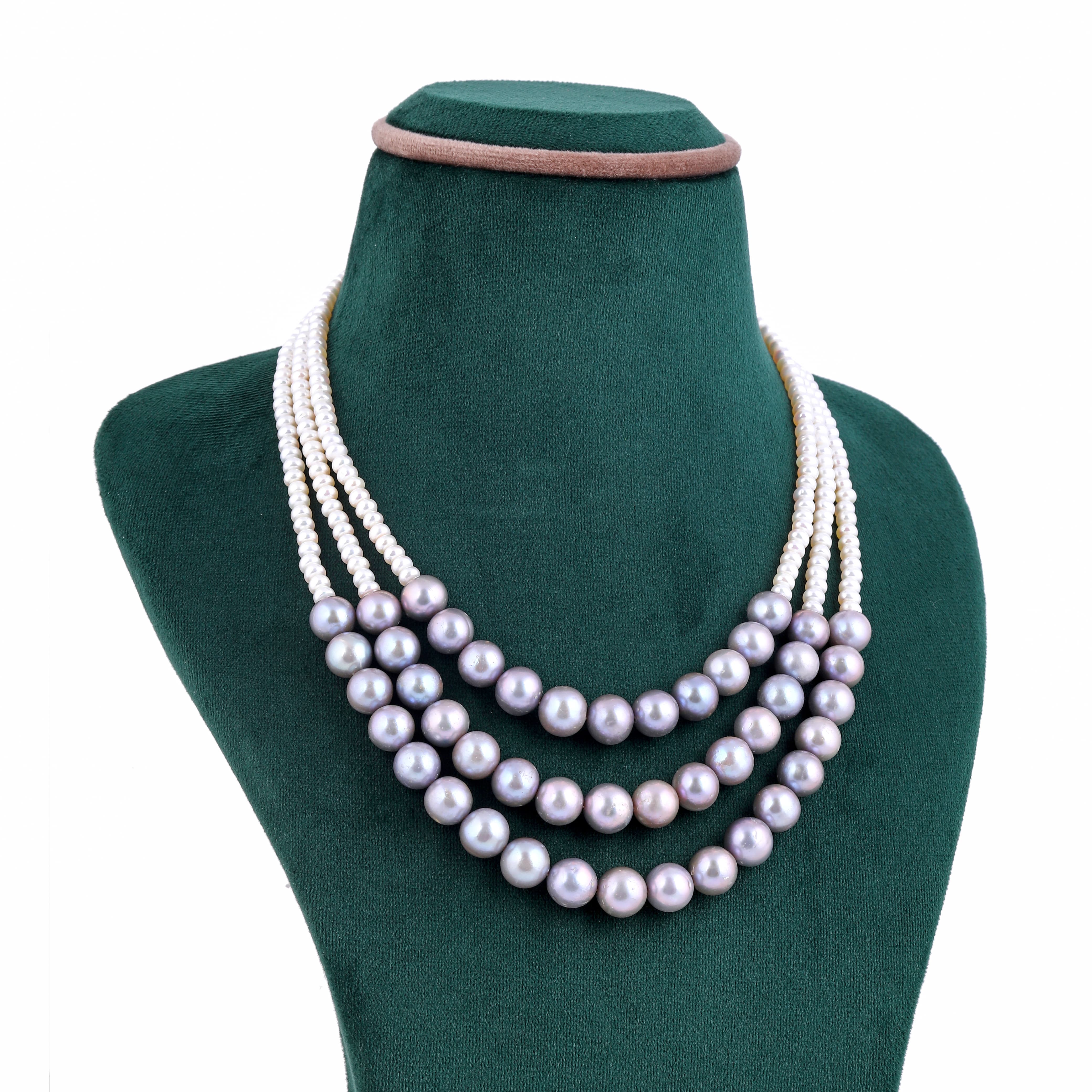 Bridal White & Grey Freshwater Pearl Necklace