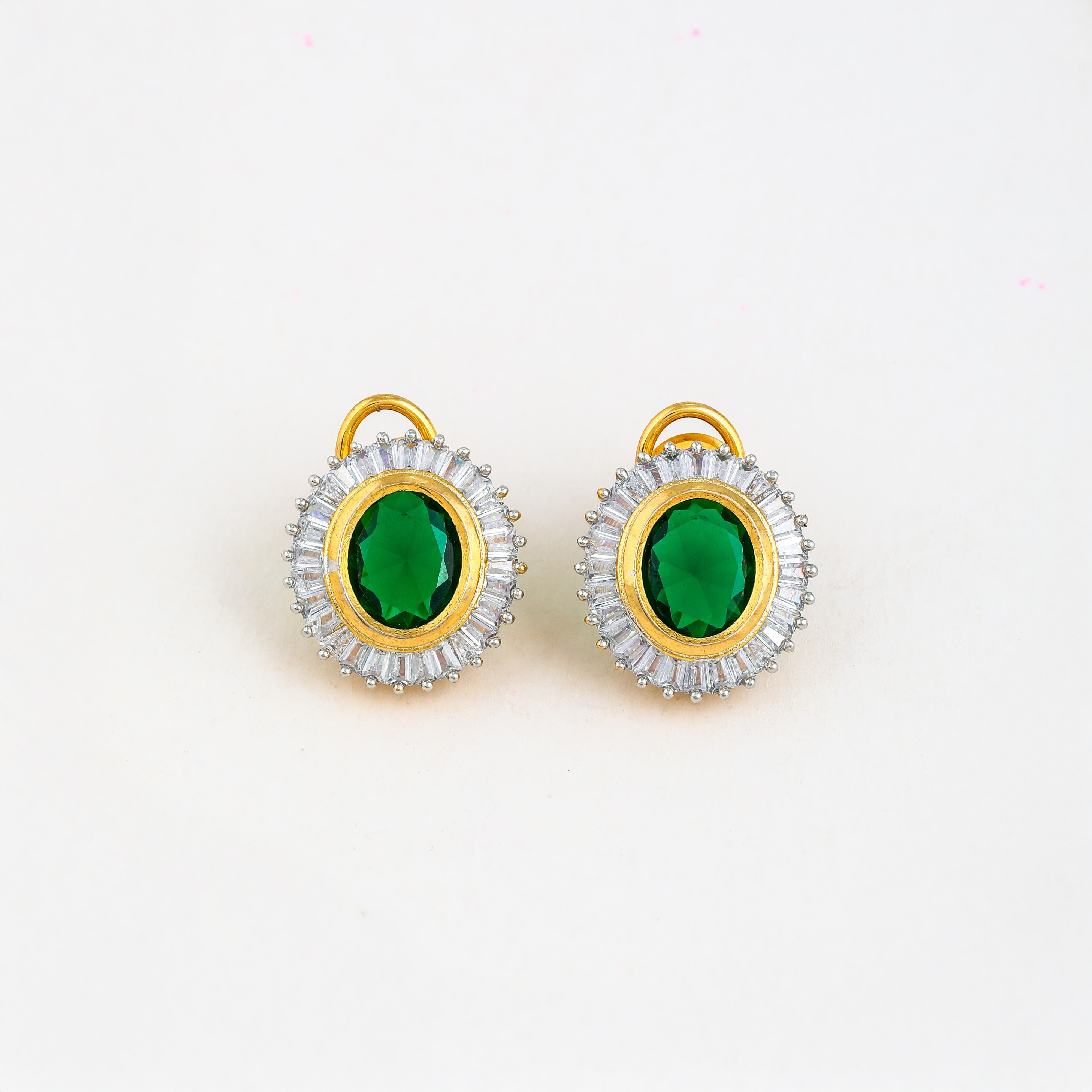 Oval Shaped Emerald Drop Pearl Jewelry Set