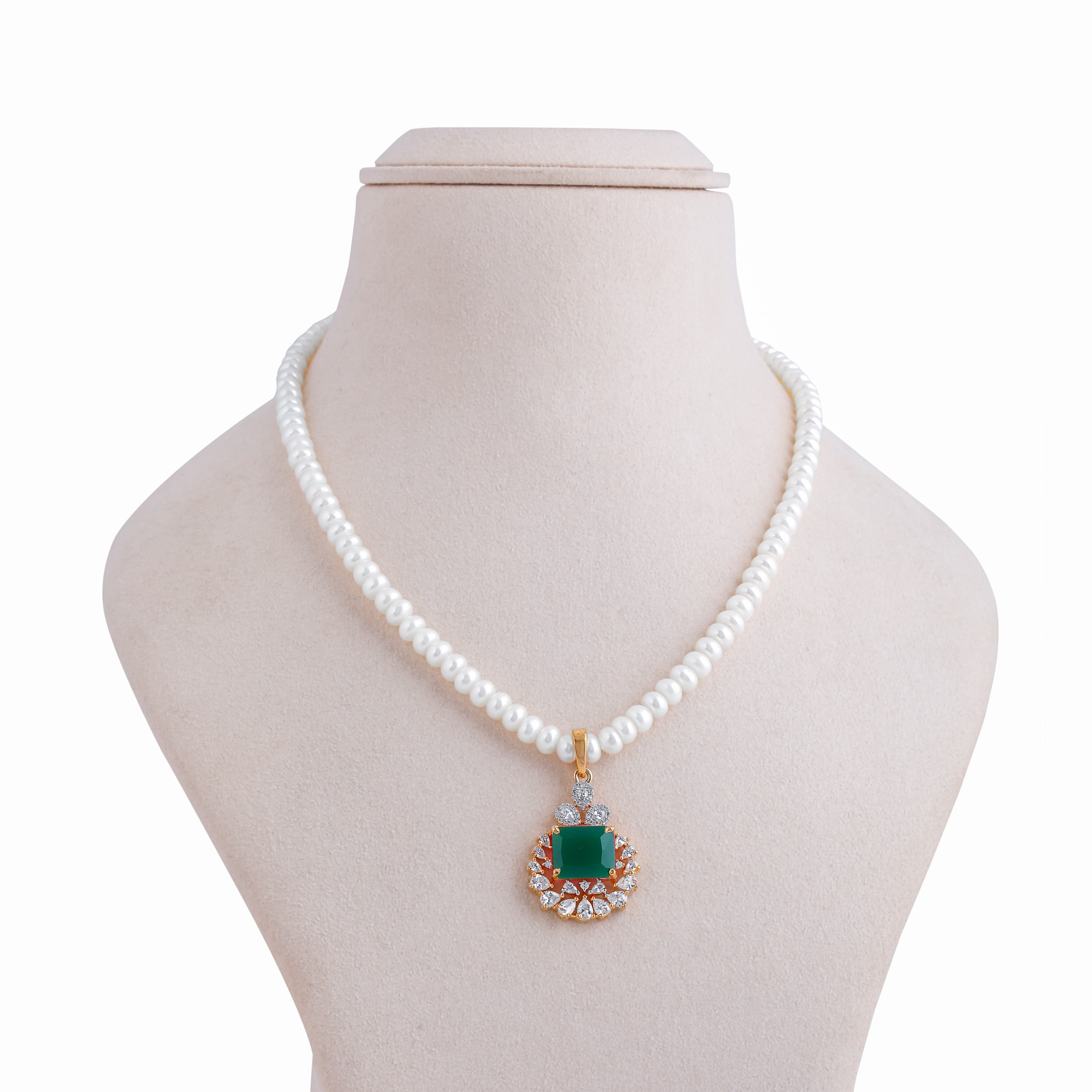 Emerald Shape Drop Pearl Jewelry Set
