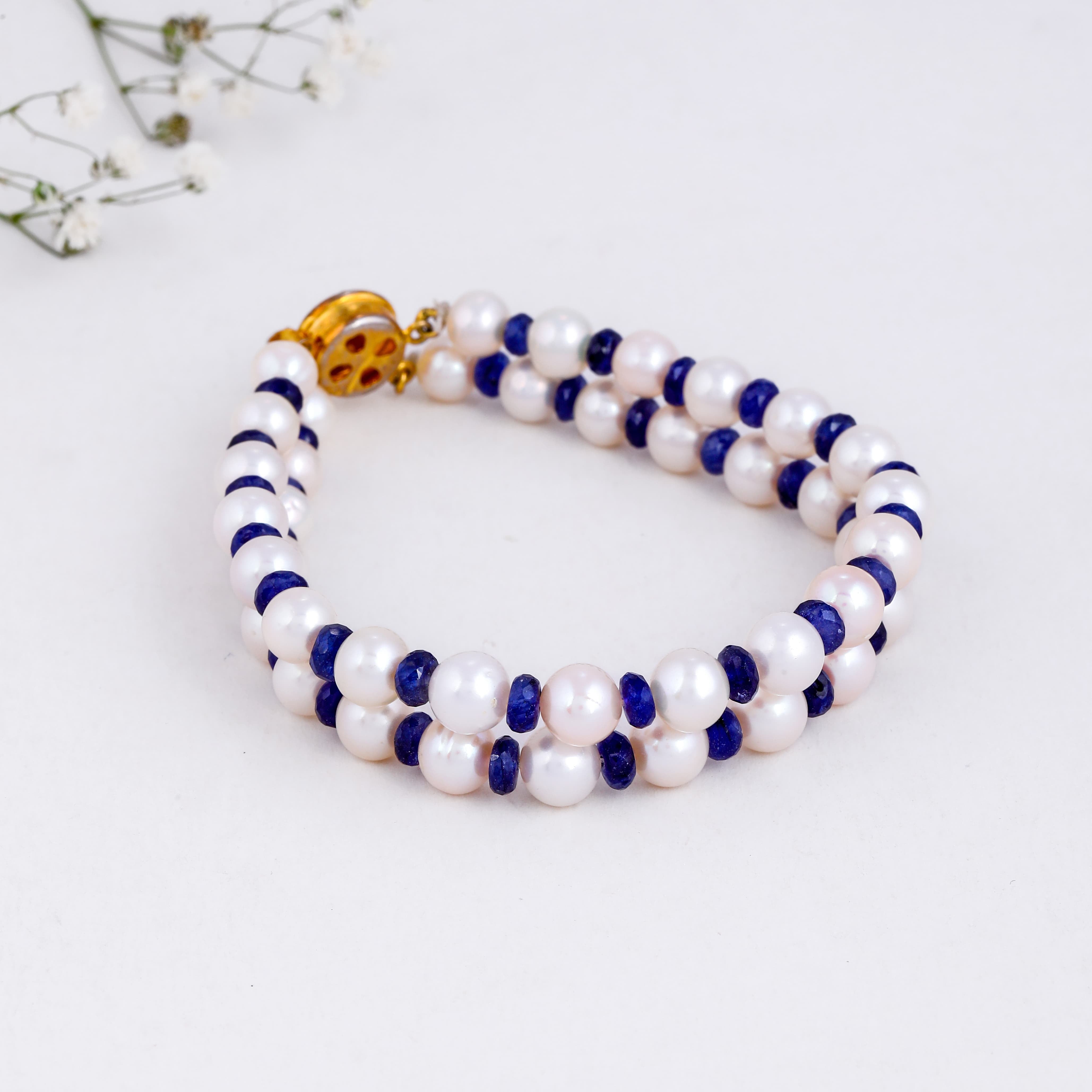 Scarlet Dreams Pearl and Sapphire Bracelet