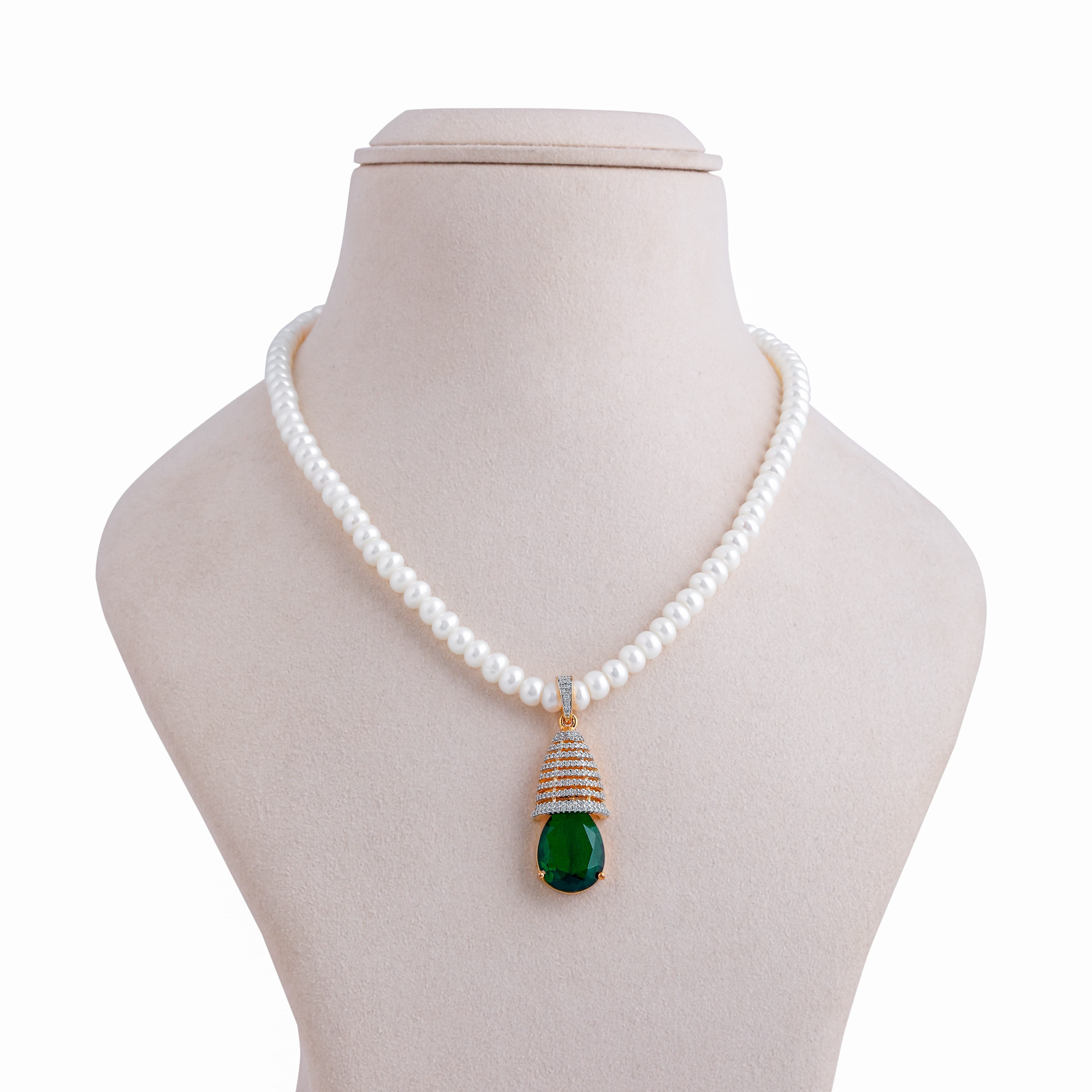 Chandelier Emerald Drop Pearl Jewelry Set