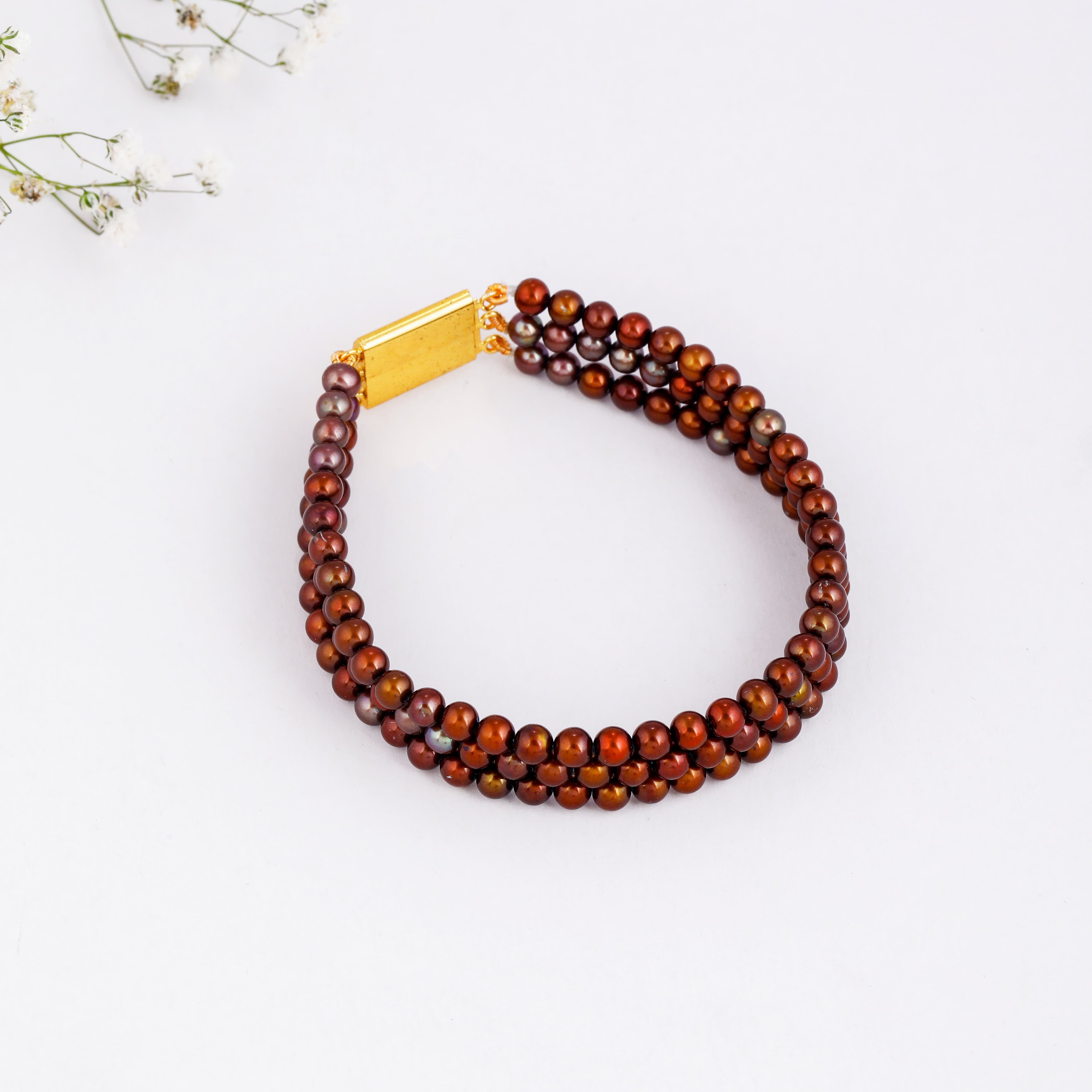 Chocolate Symphony Triple Row Bracelet
