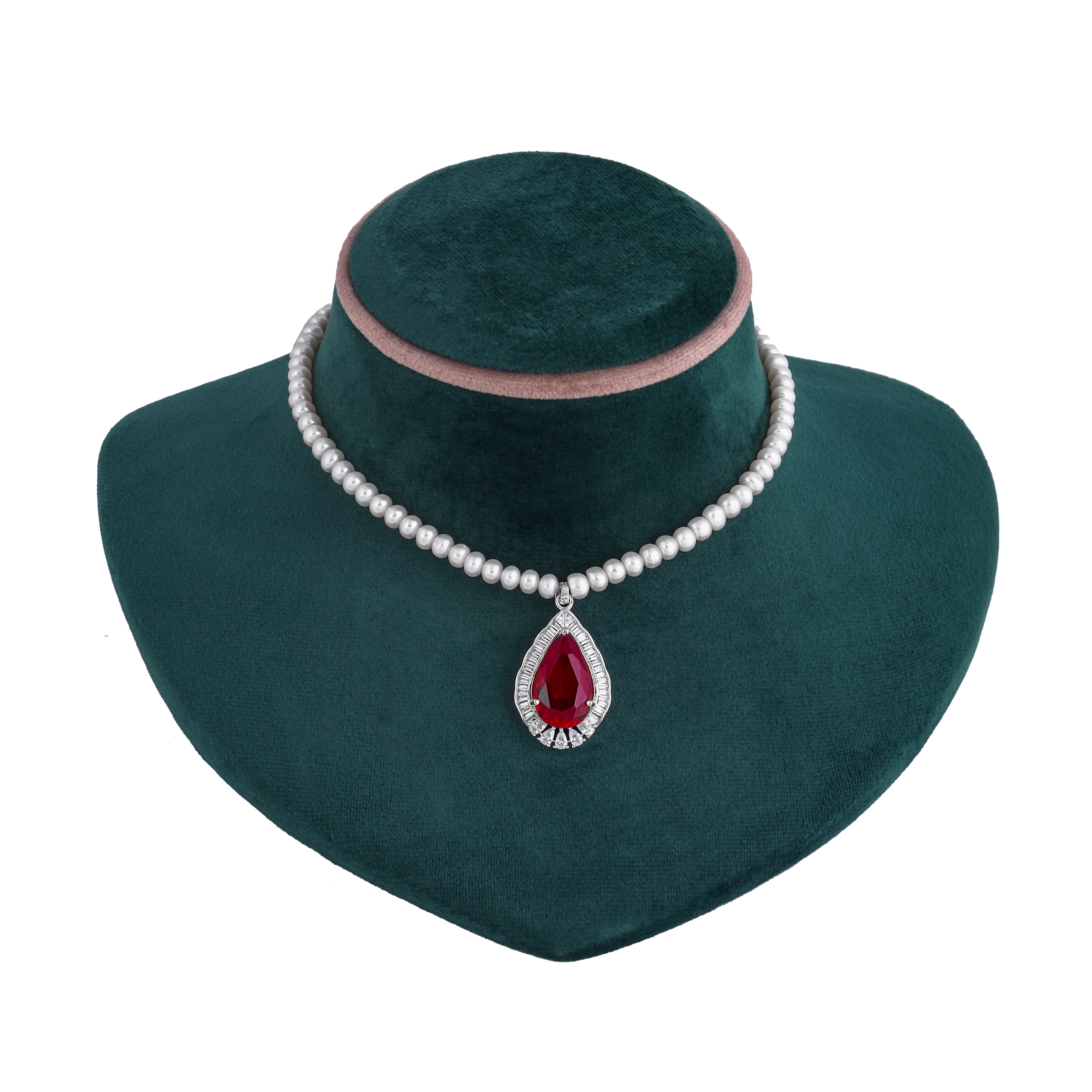 Red Pear Shaped Pearl Jewelry Set