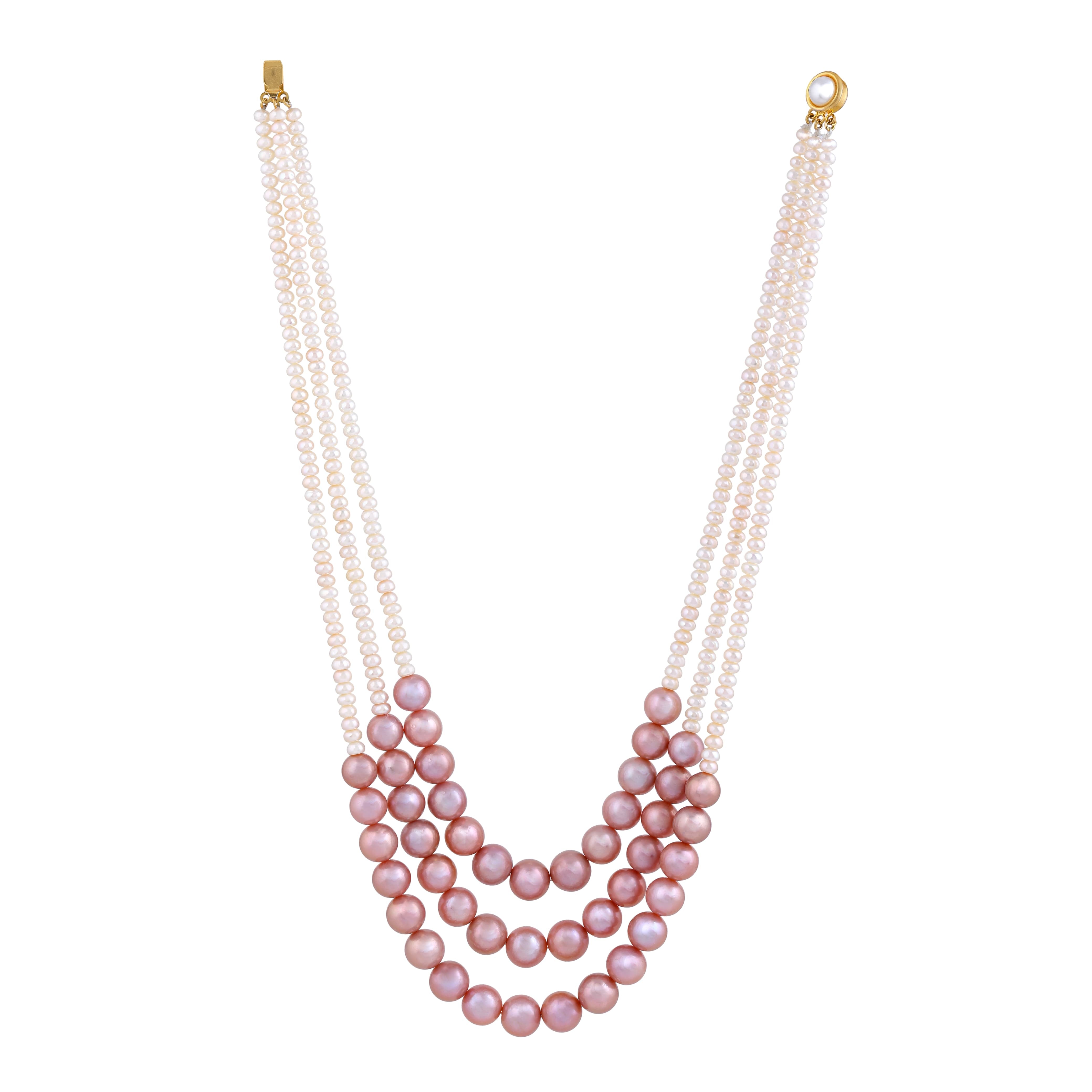 Bridal Roseate & White Freshwater Pearl Necklace