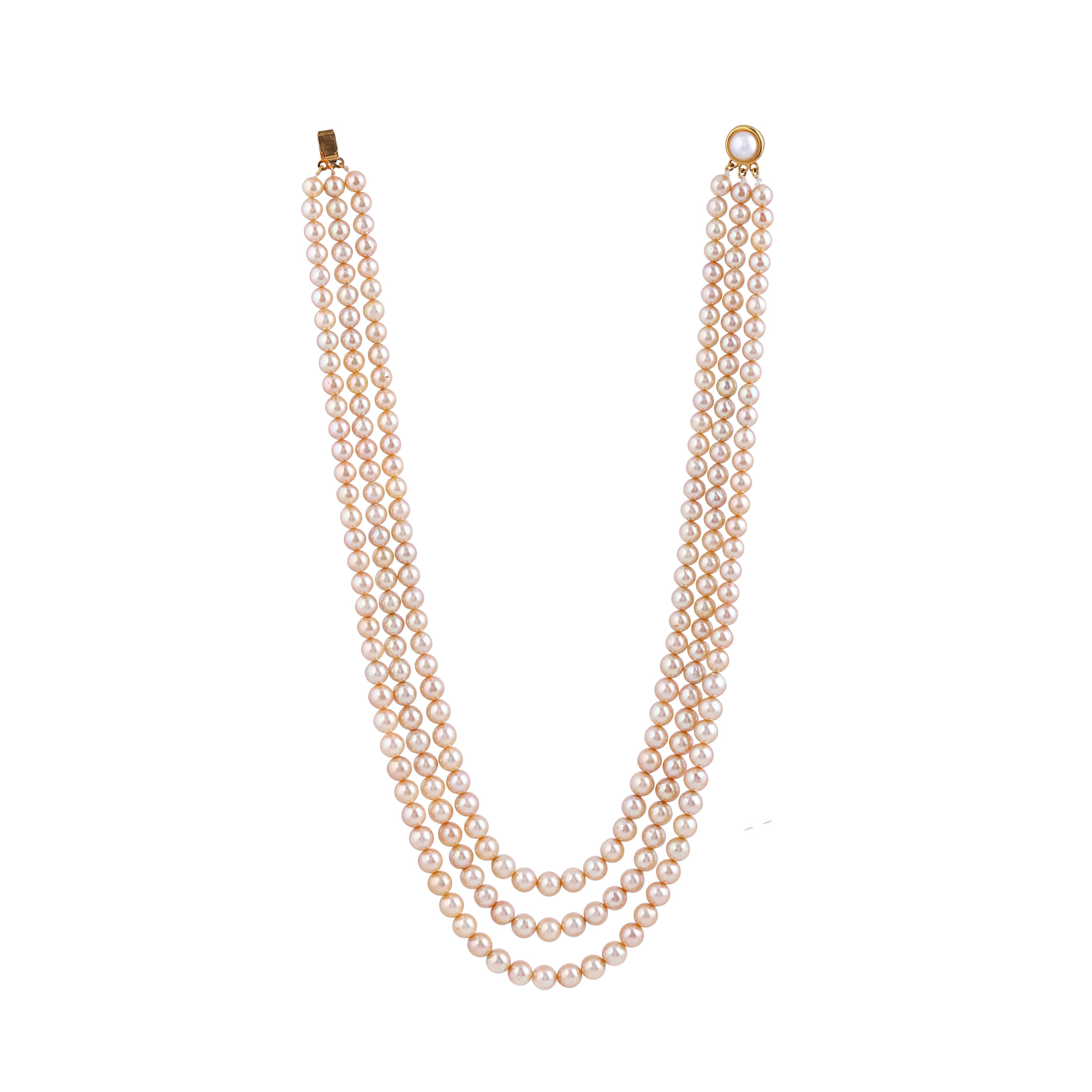 Golden Symphony Akoya Three-Line Pearl Necklace