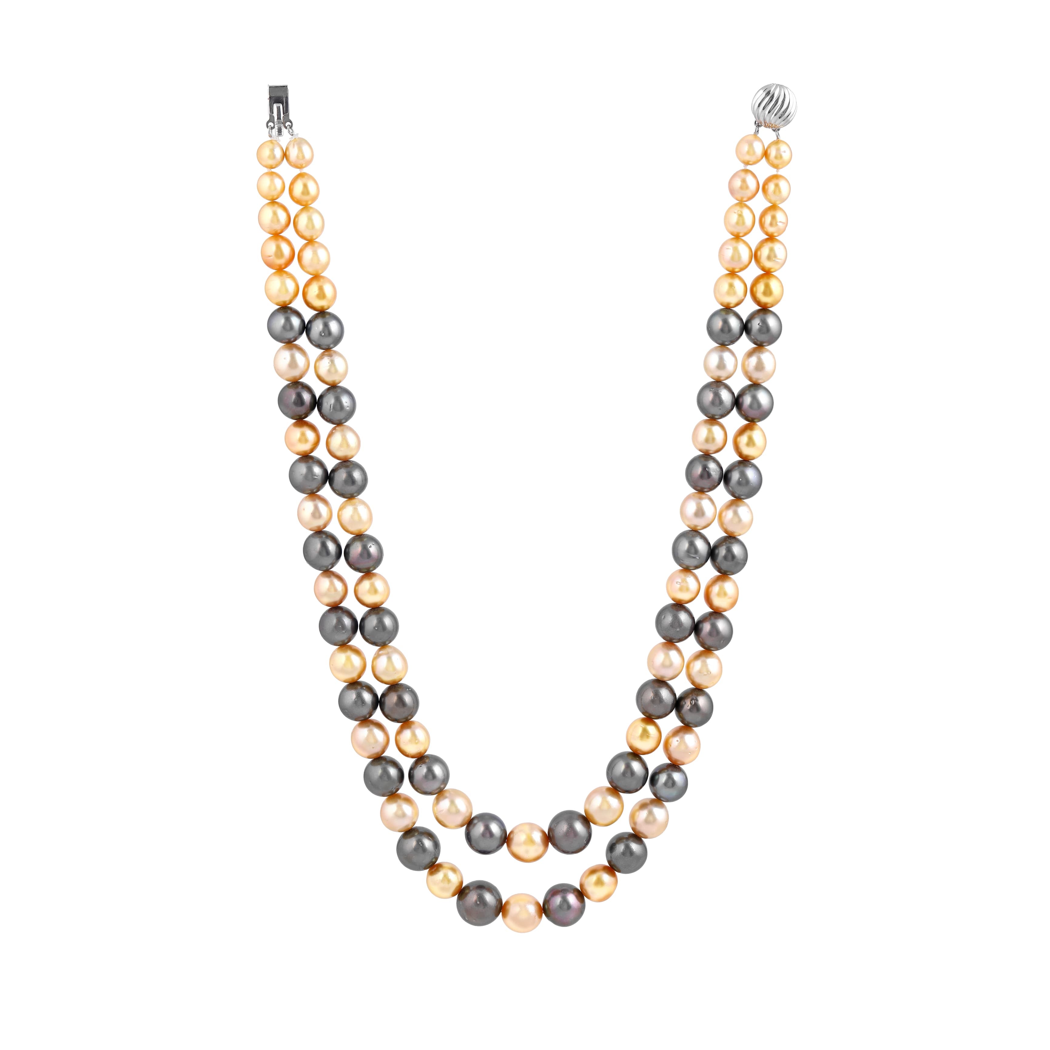 Retro Gold & Black SouthSea Tahitian Dual Pearl Necklace
