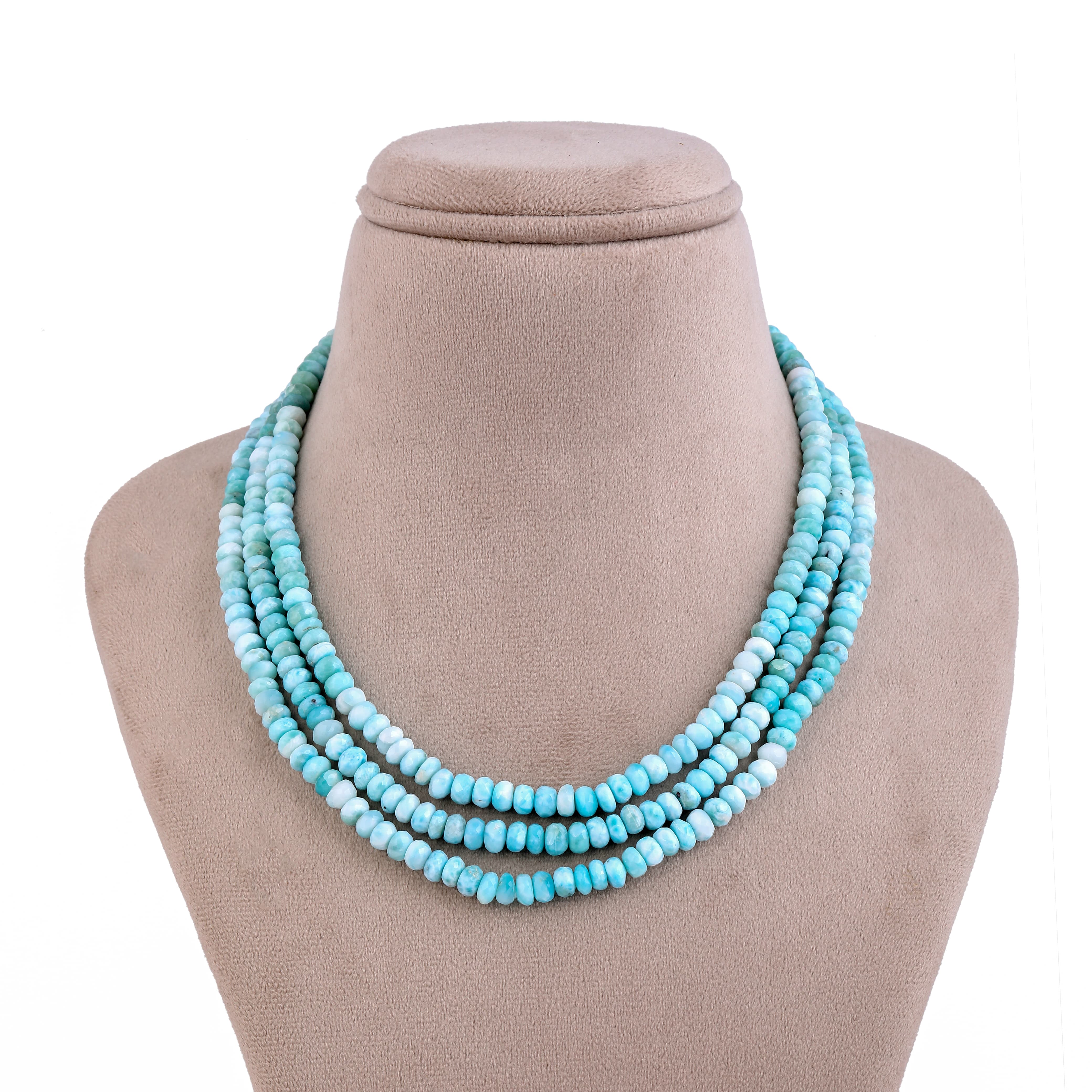 Aqua Larimar Triple-Strand Necklace