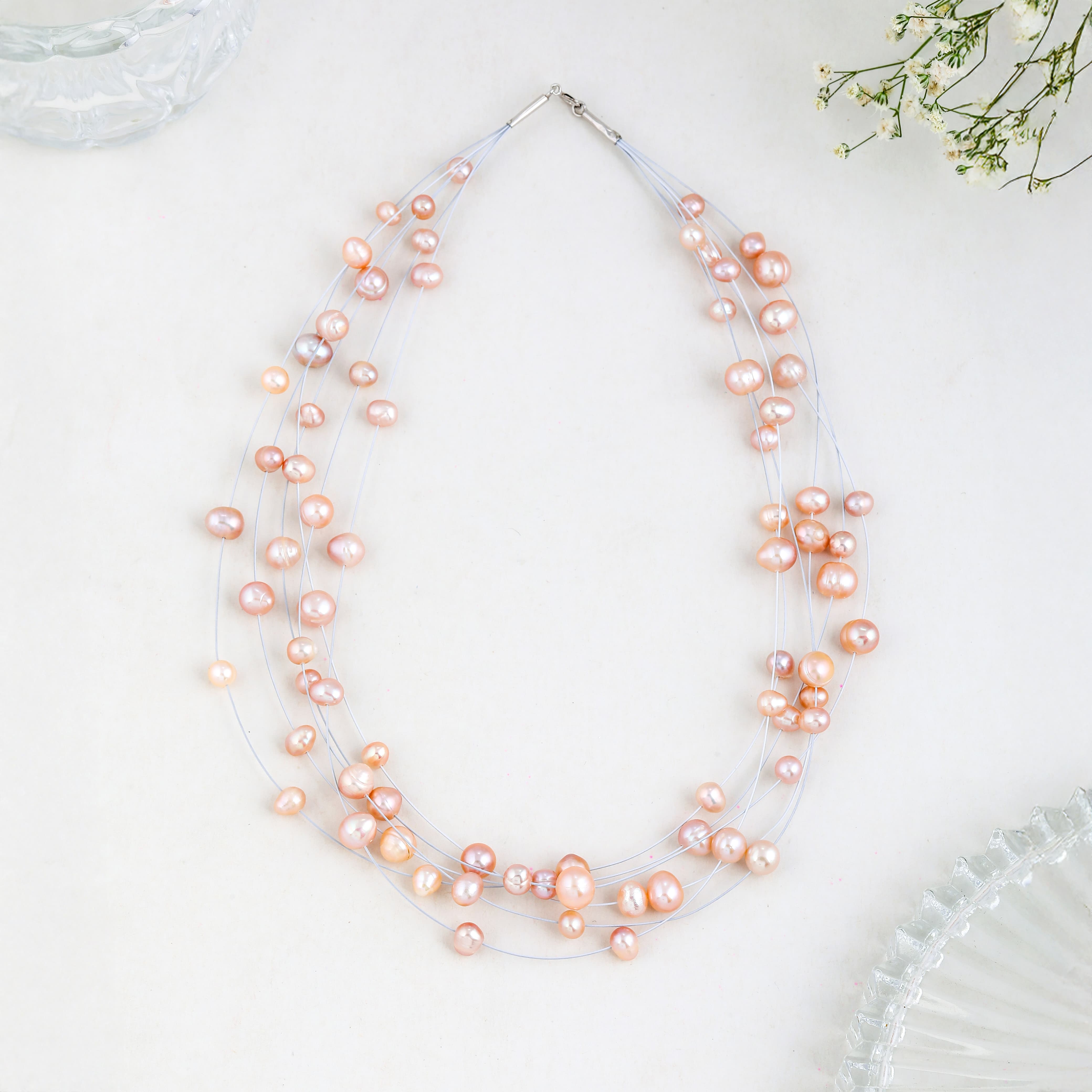 Peach Pearl Necklace