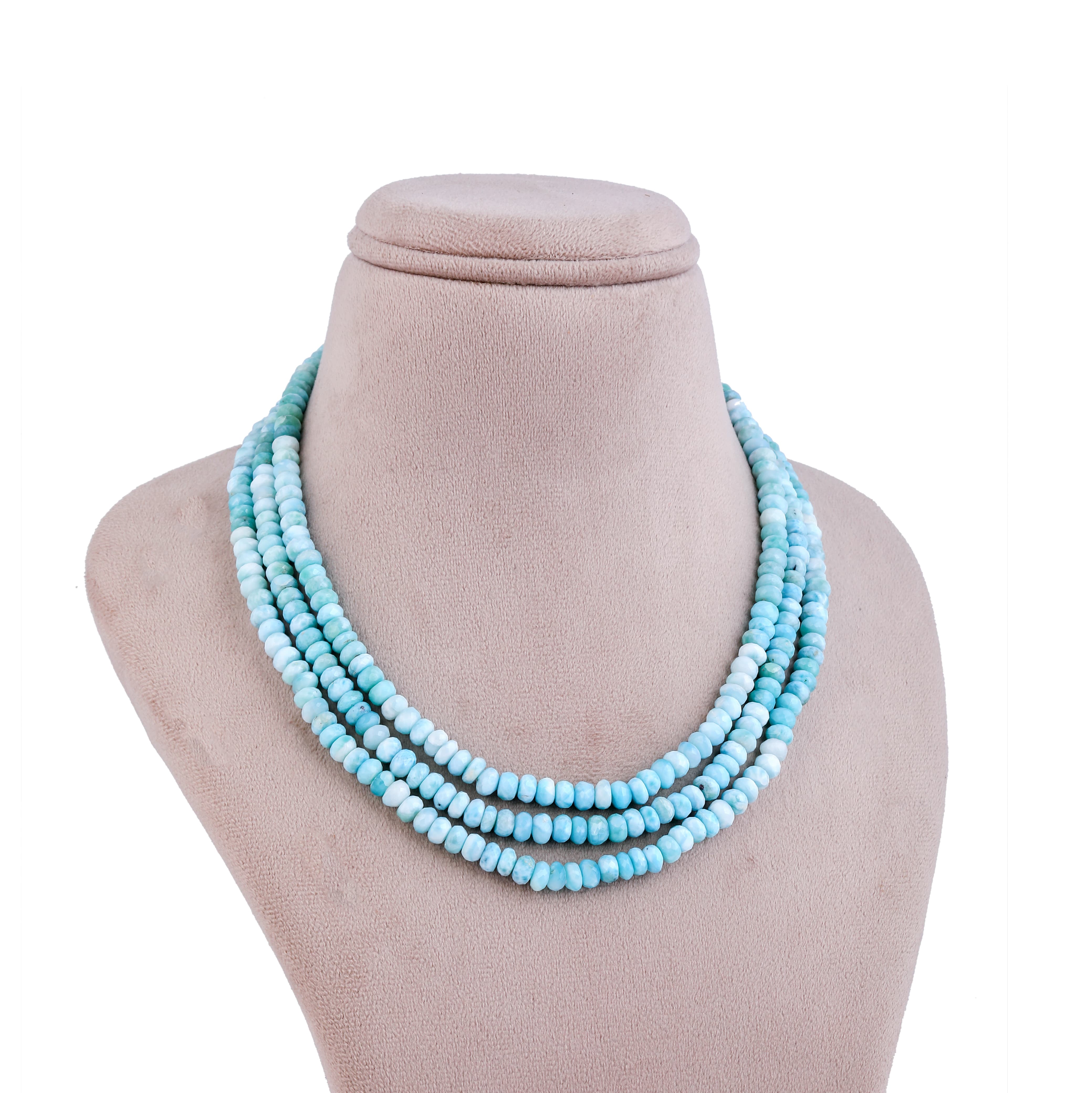 Aqua Larimar Triple-Strand Necklace