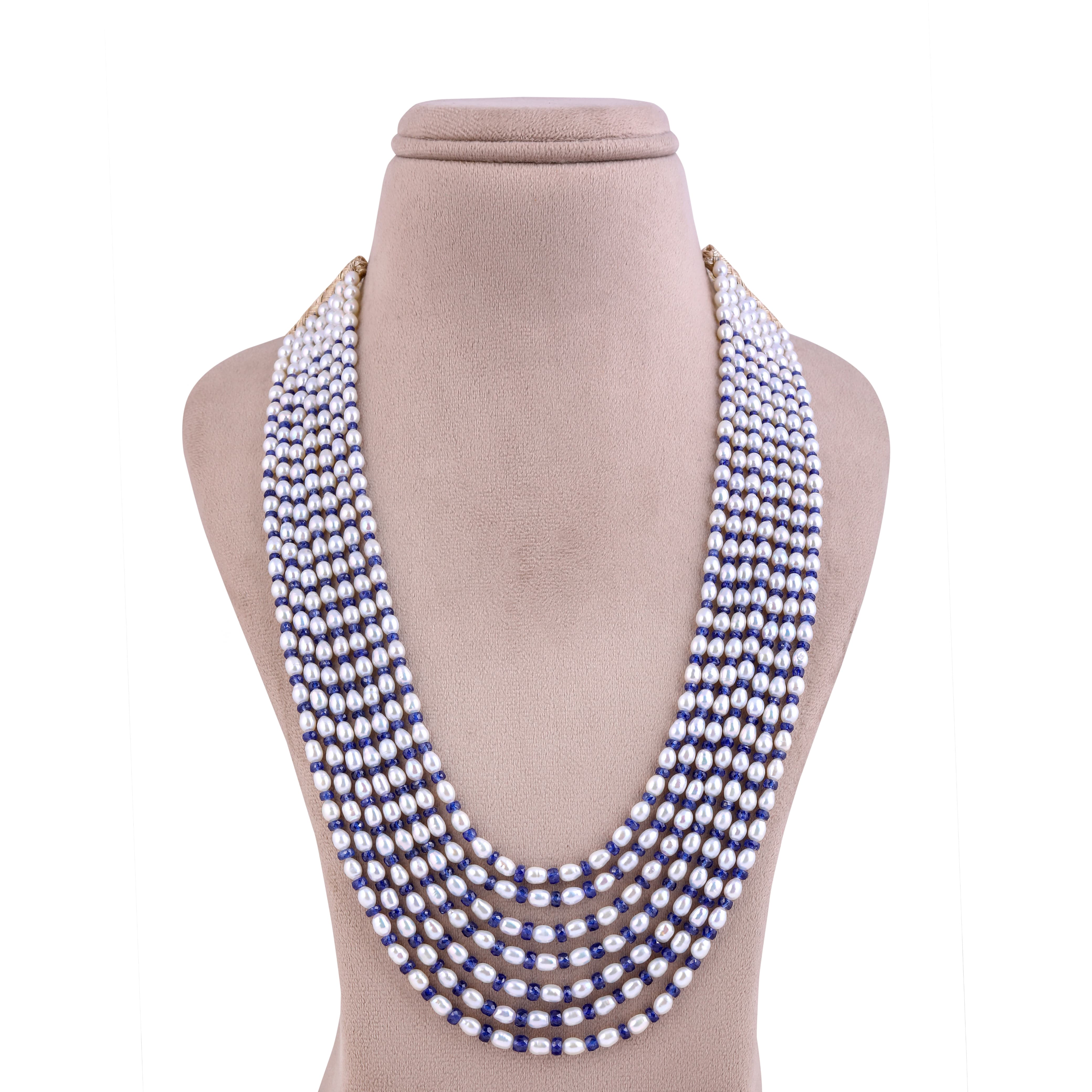 Splendor Blue Eight-Row Pearl Necklace