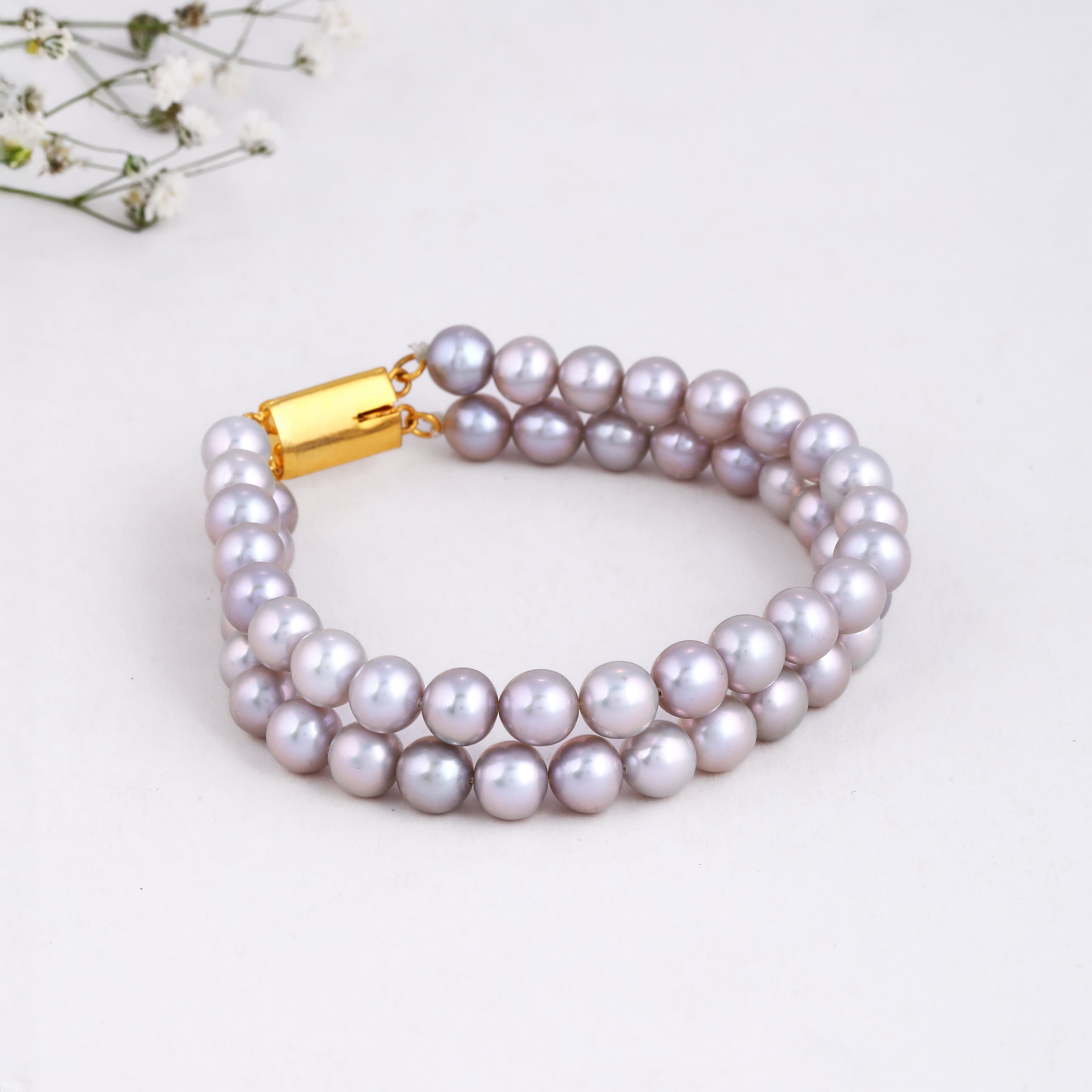 Grey Round Double-Row Bracelet