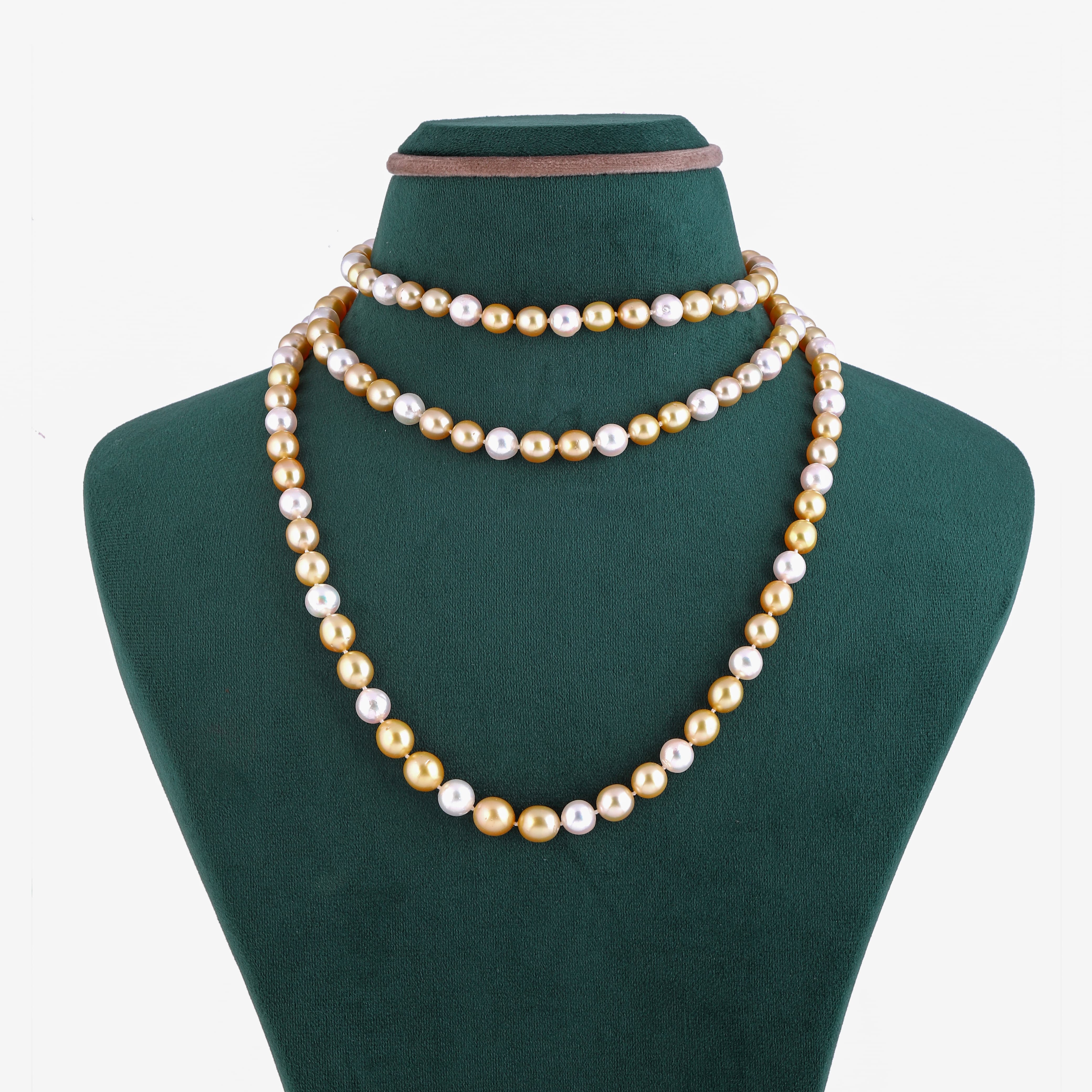 Long Golden Hues SouthSea OPERA Pearl Necklace