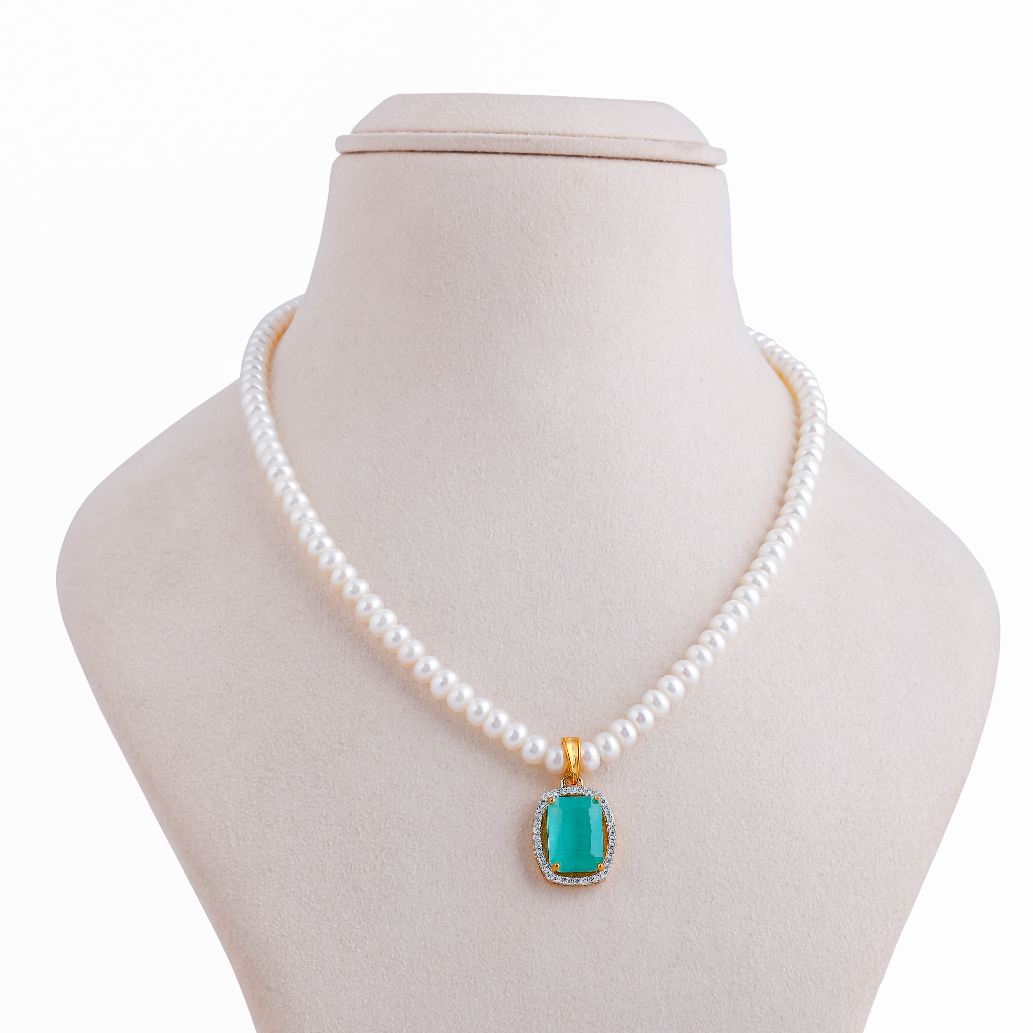 Light Green Emerald Drop Pearl Jewelry Set