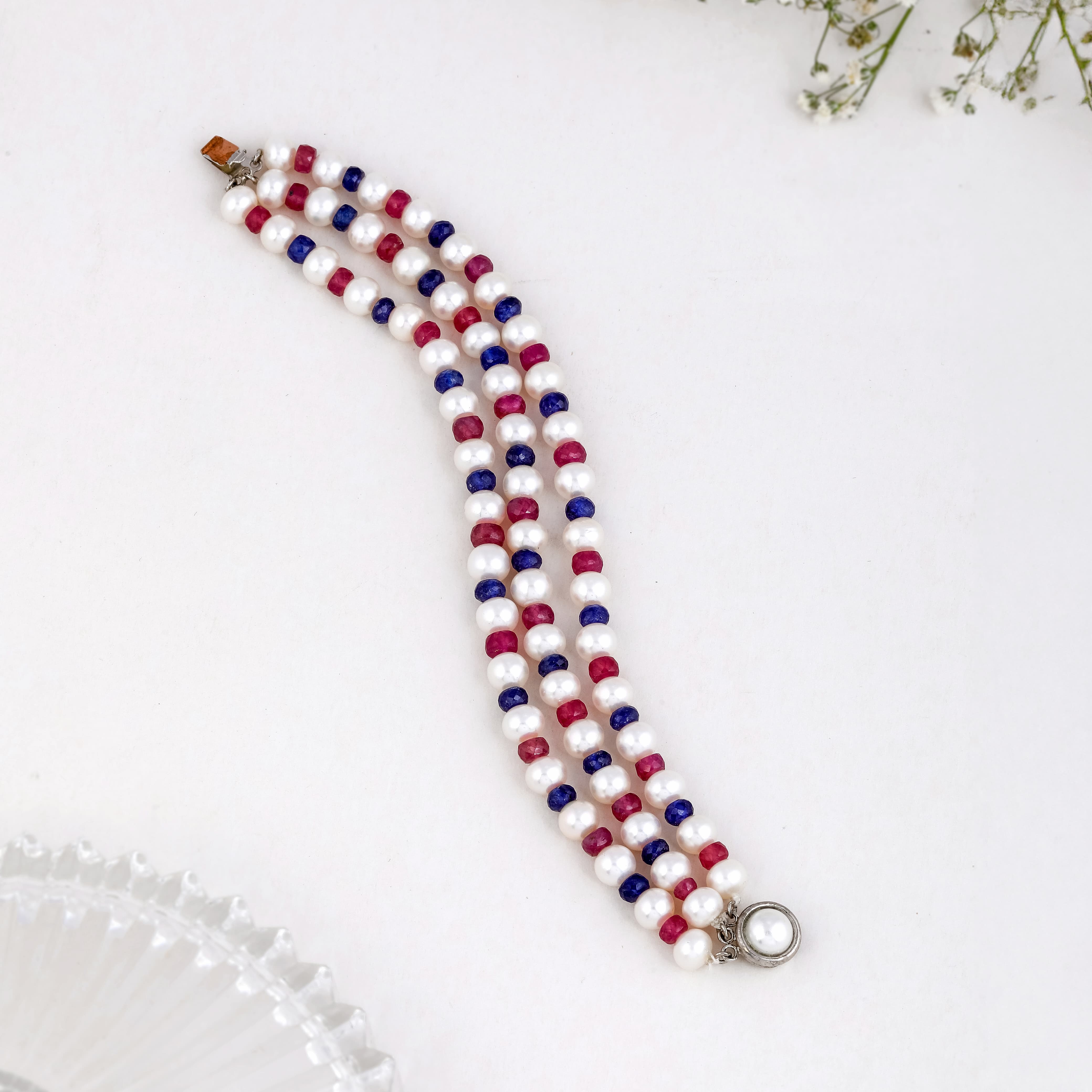 Multi-Colored Triple Row Bracelet