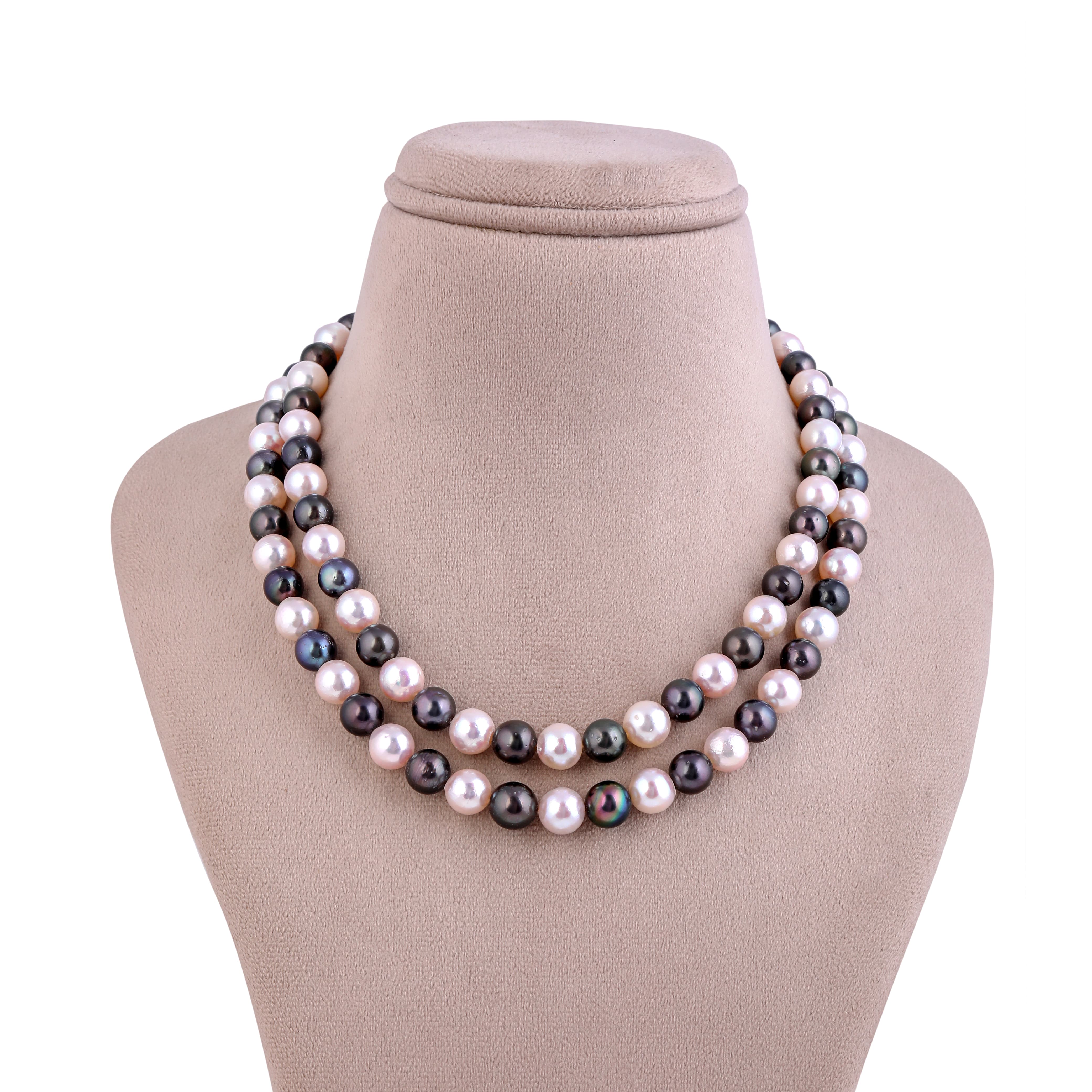 Black & Pink - Tahitian & Akoya Dual Pearl Necklace