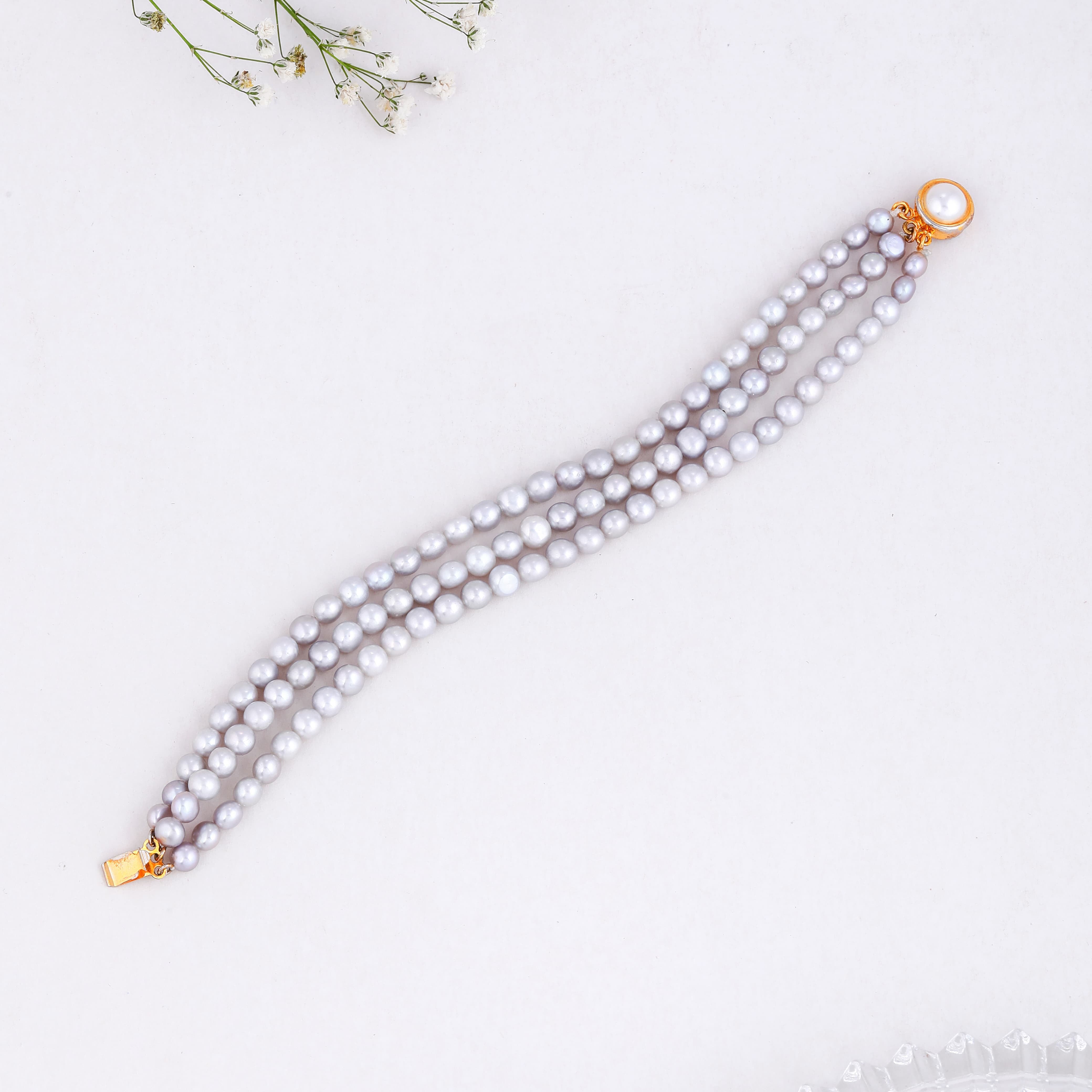 Grey Round Triple-Row Bracelet