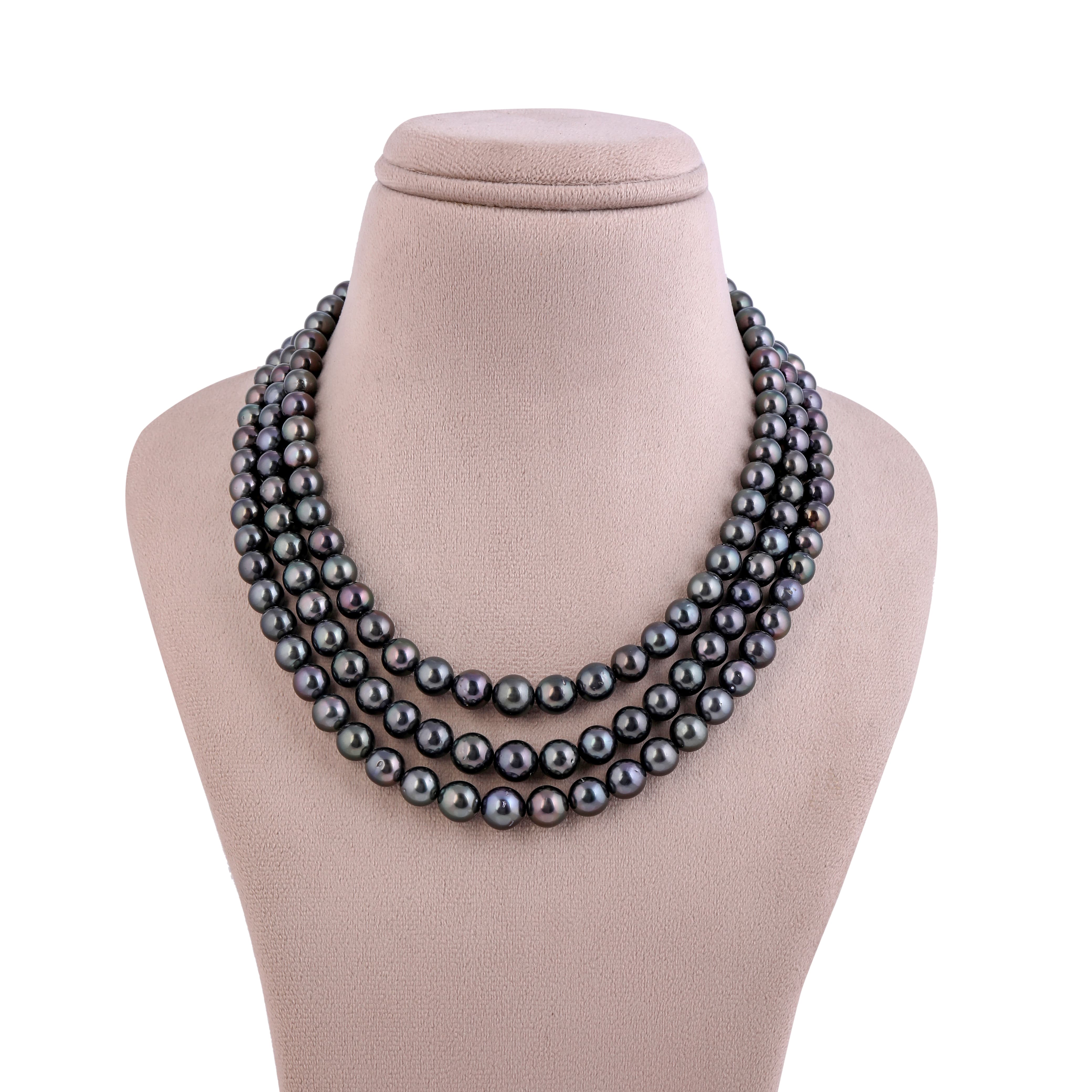 Oceanic Elegance Tahitian 3-Row Pearl Necklace
