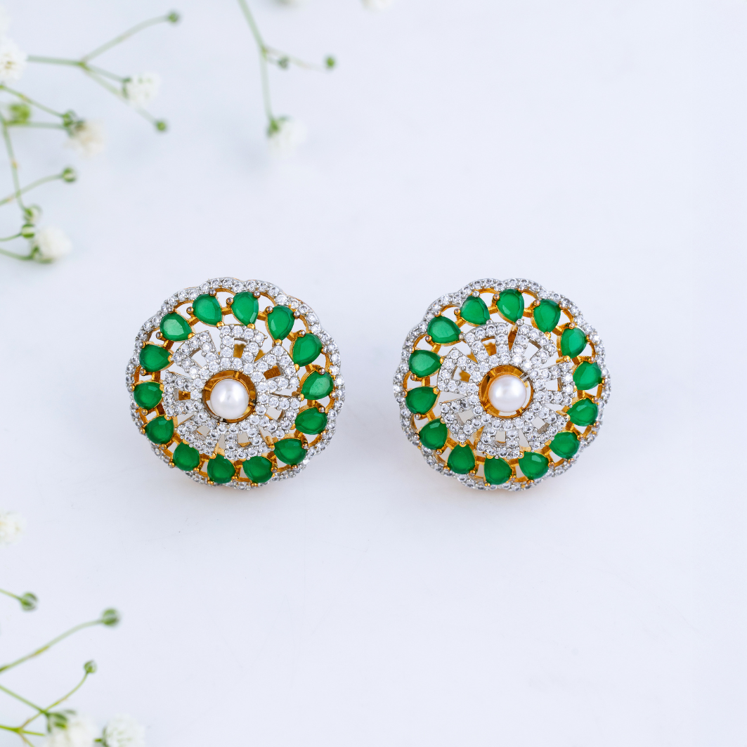 Green Blossom Pearl Pendant Set