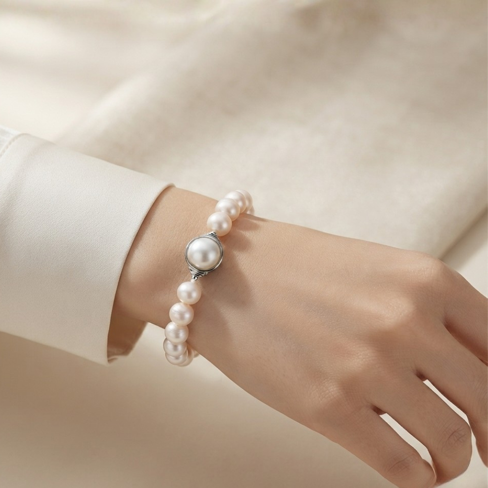 White Round Pearl Bracelet (9mm)