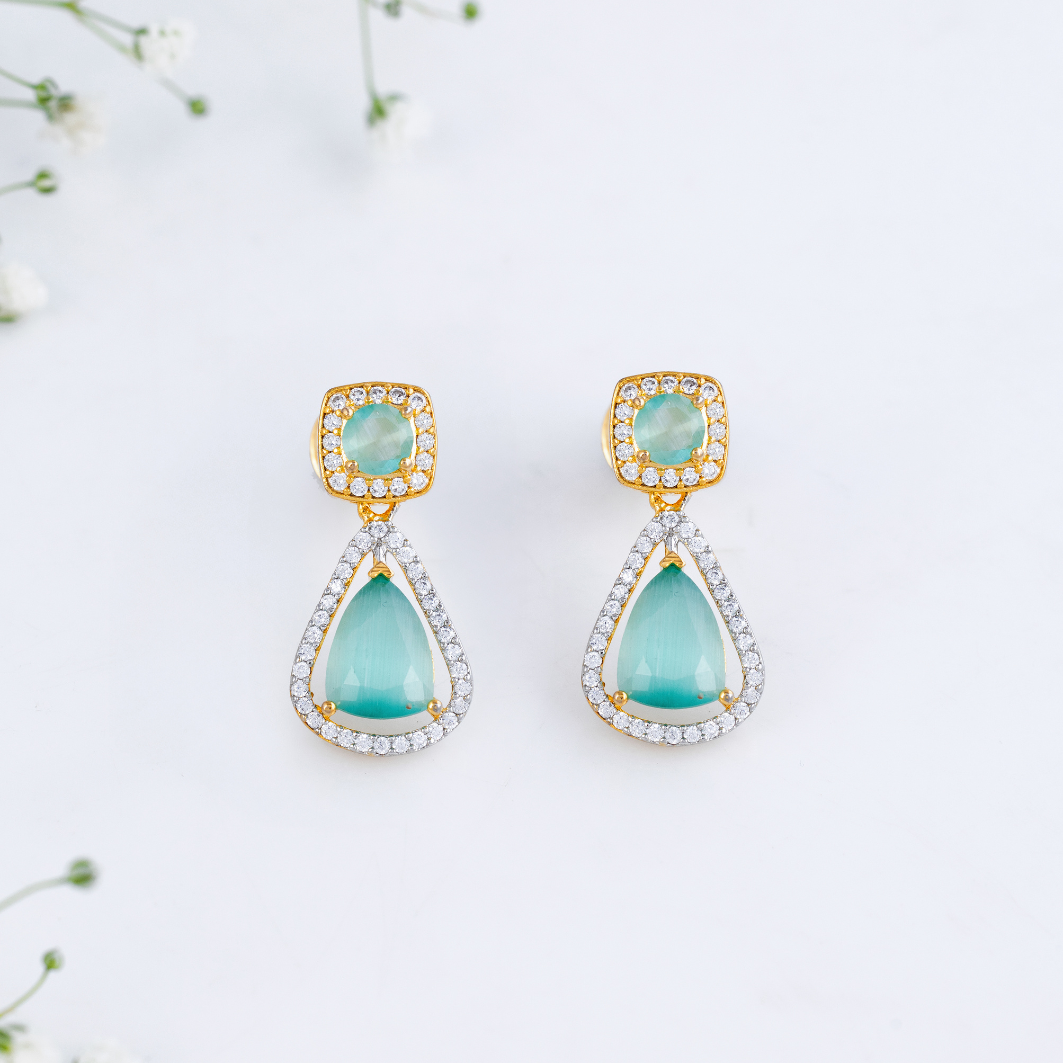 Aqua Gem Pearl Pendant Set