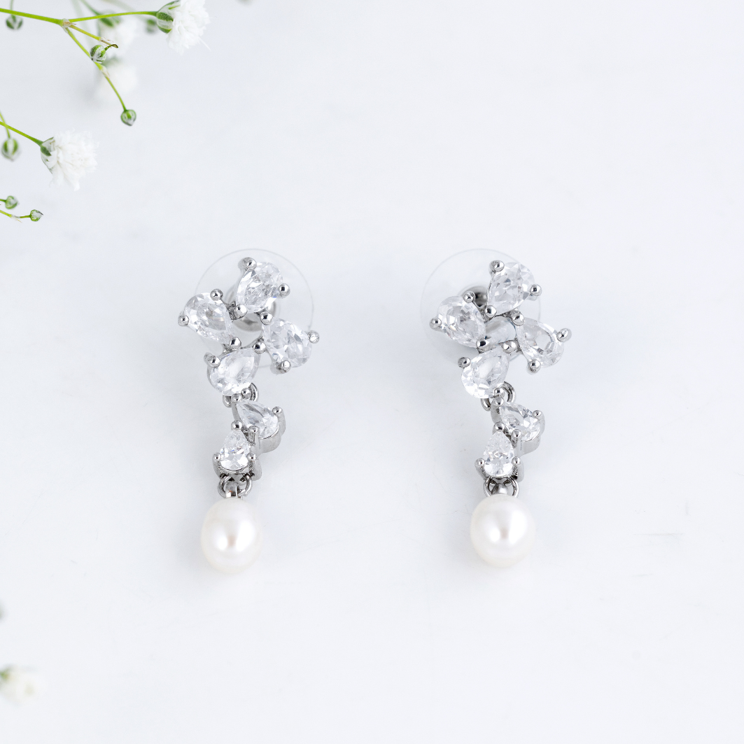 Sparkling Crystal Pearl Pendant Set