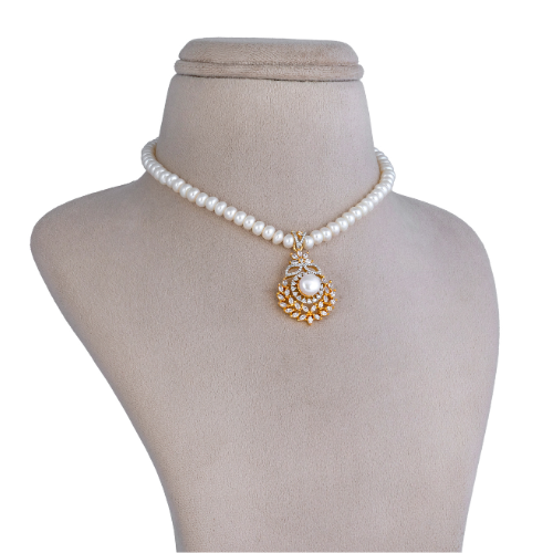 Crescent Blossom Pearl Pendant Set