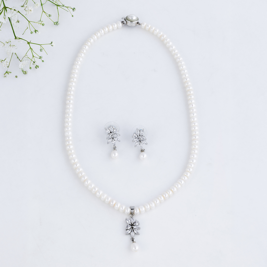 Pearl Petal Drop Pendant set