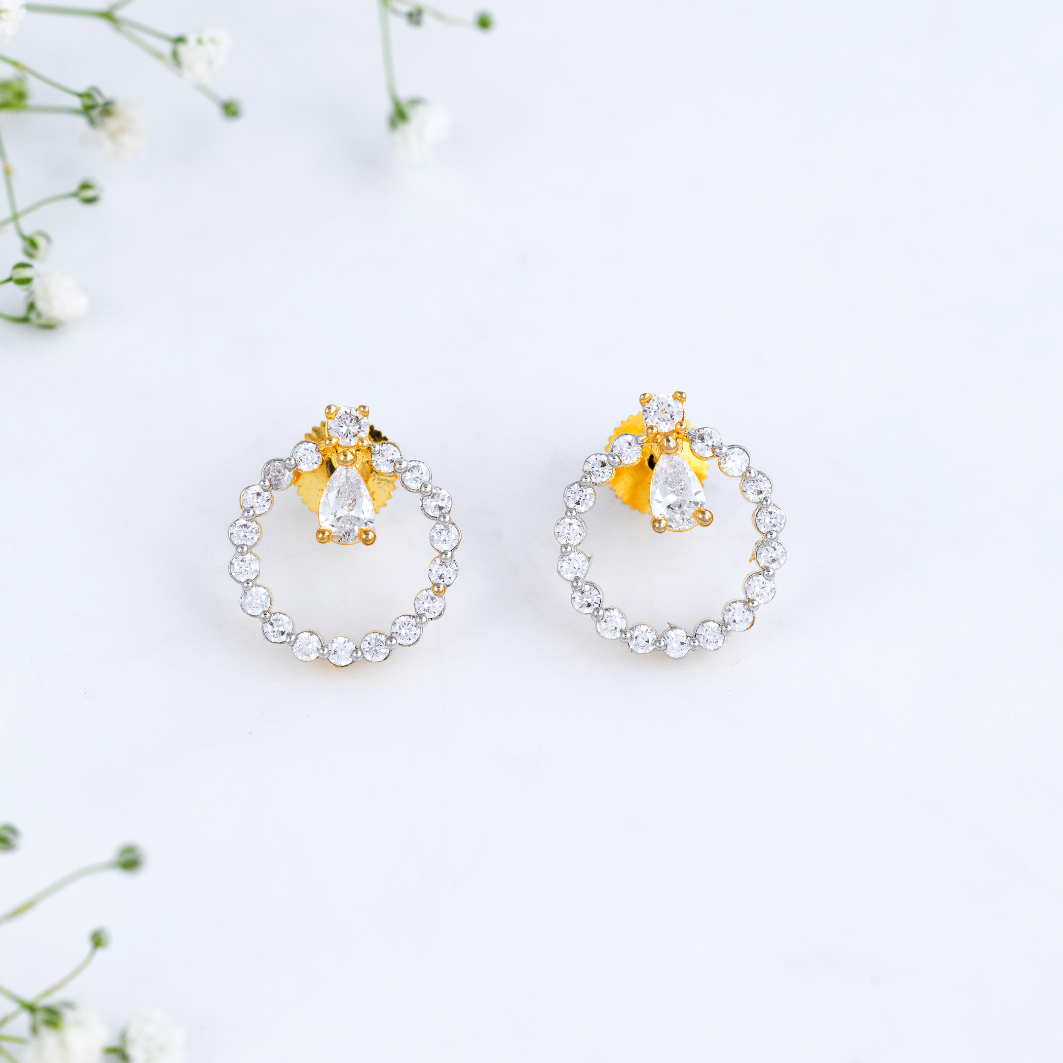 Dainty CZ Circle Pendant Necklace Set