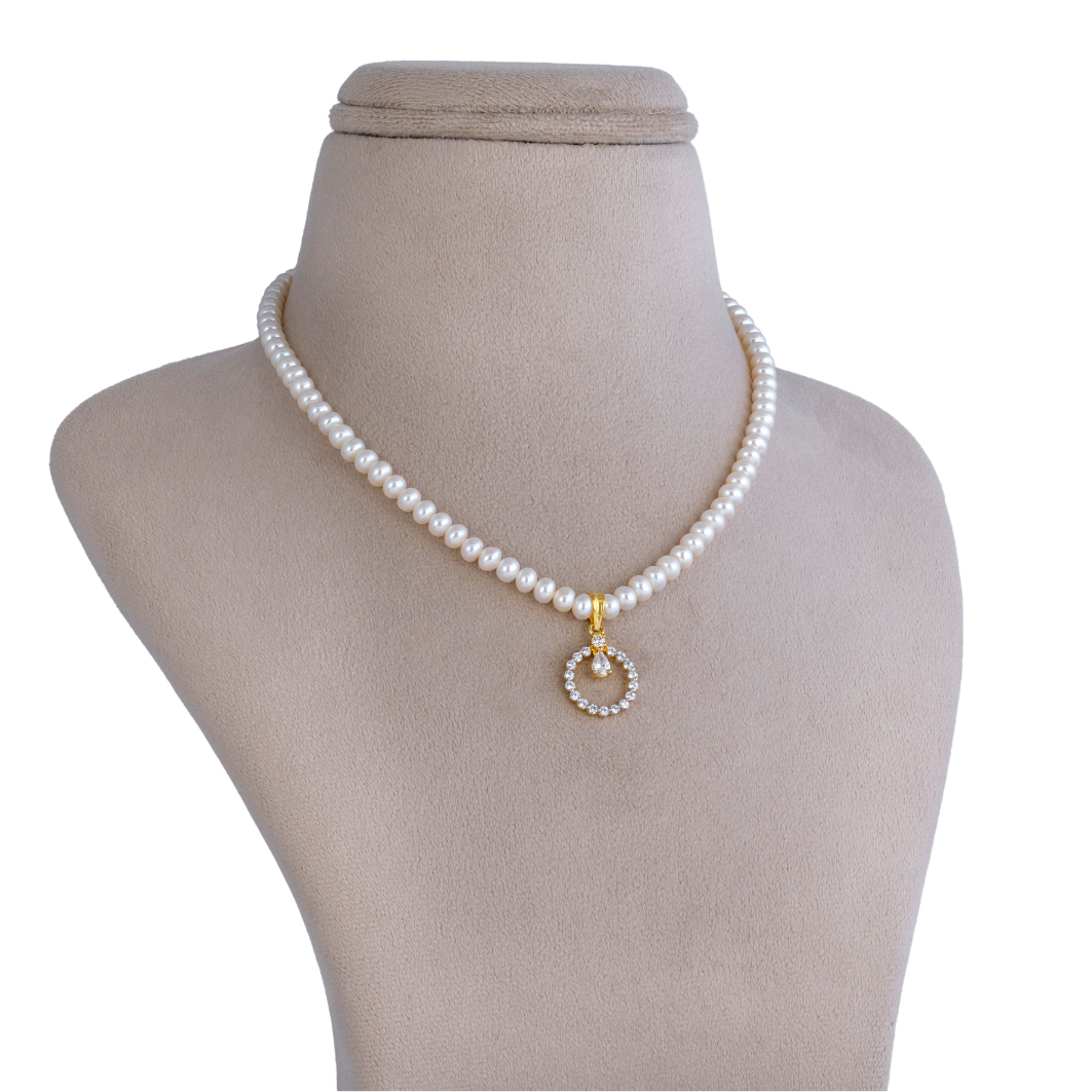 Dainty CZ Circle Pendant Necklace Set