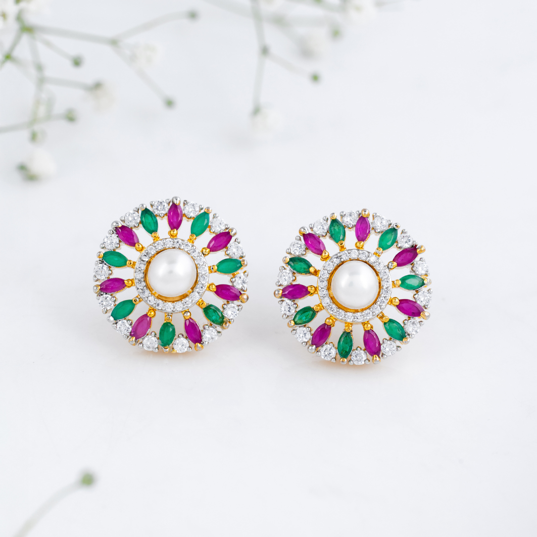 Vibrant Petals Pearl Pendant Set