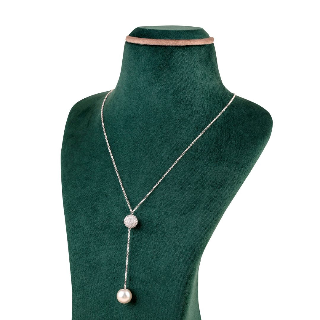 Diamond Ball With Pearl Drop Chain
