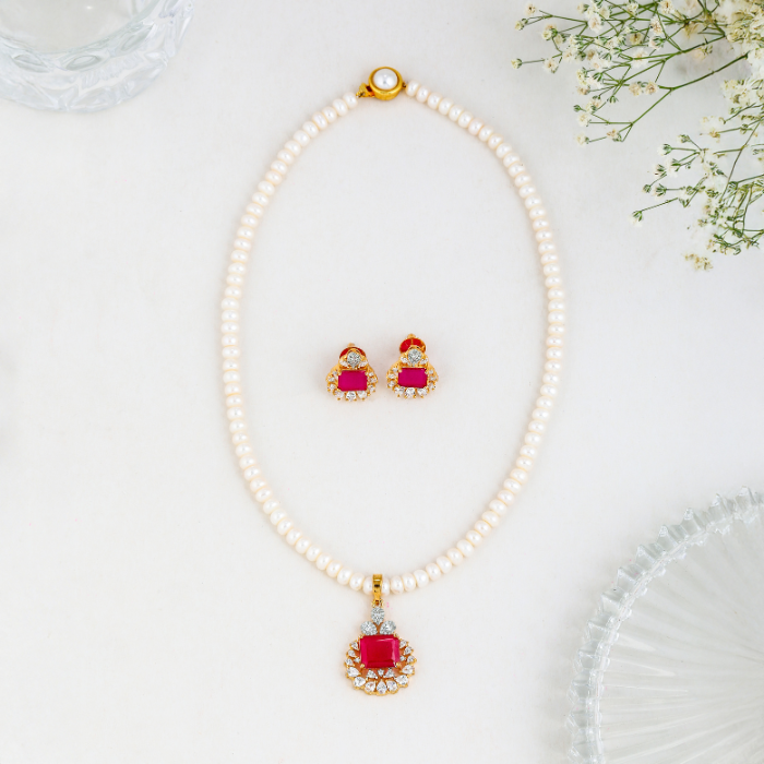 Red Midnight Sparkle Pearl Jewelry Set