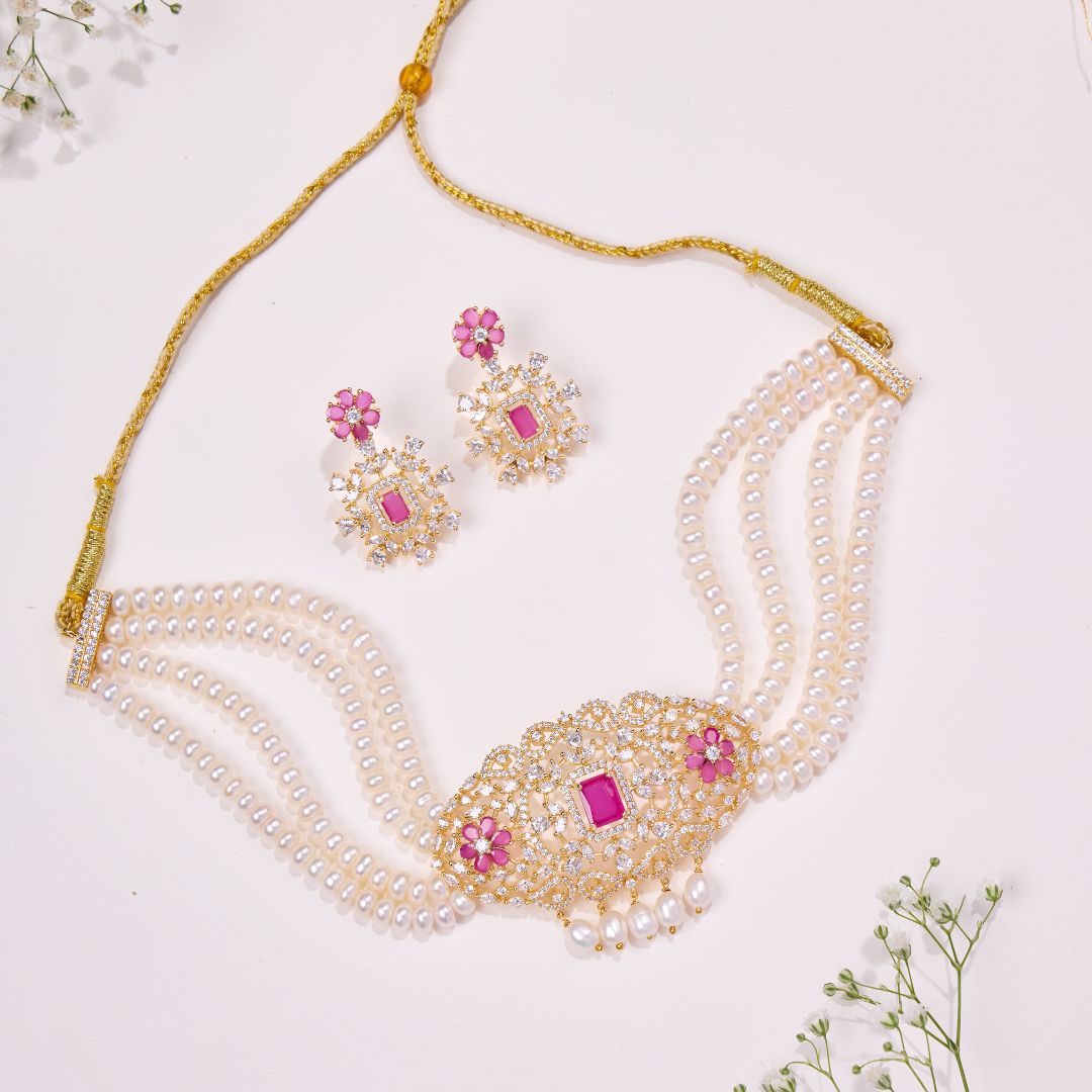 Ruby Regent Pearl Choker Set