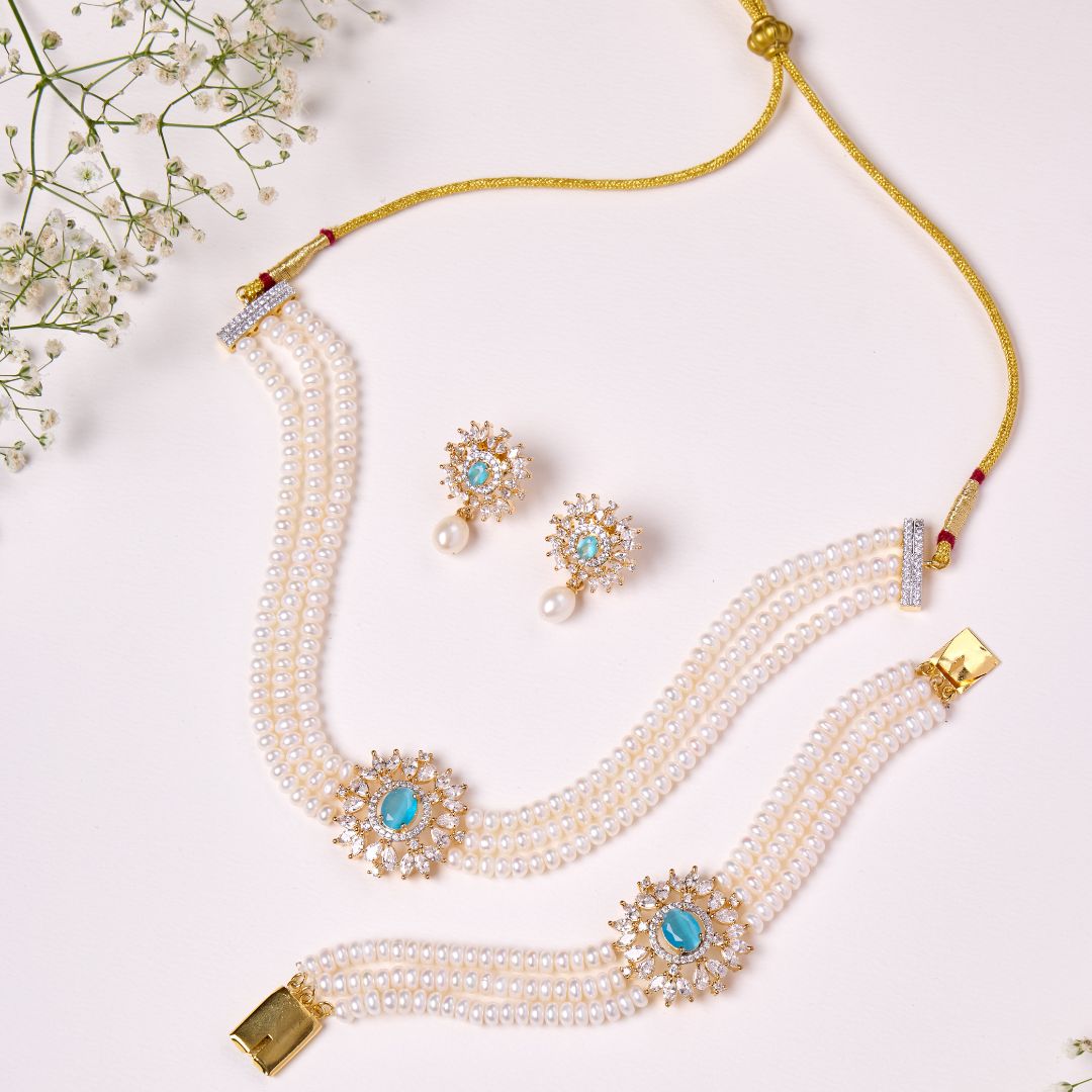 Ocean Grace Pearl Choker & Bracelet Set