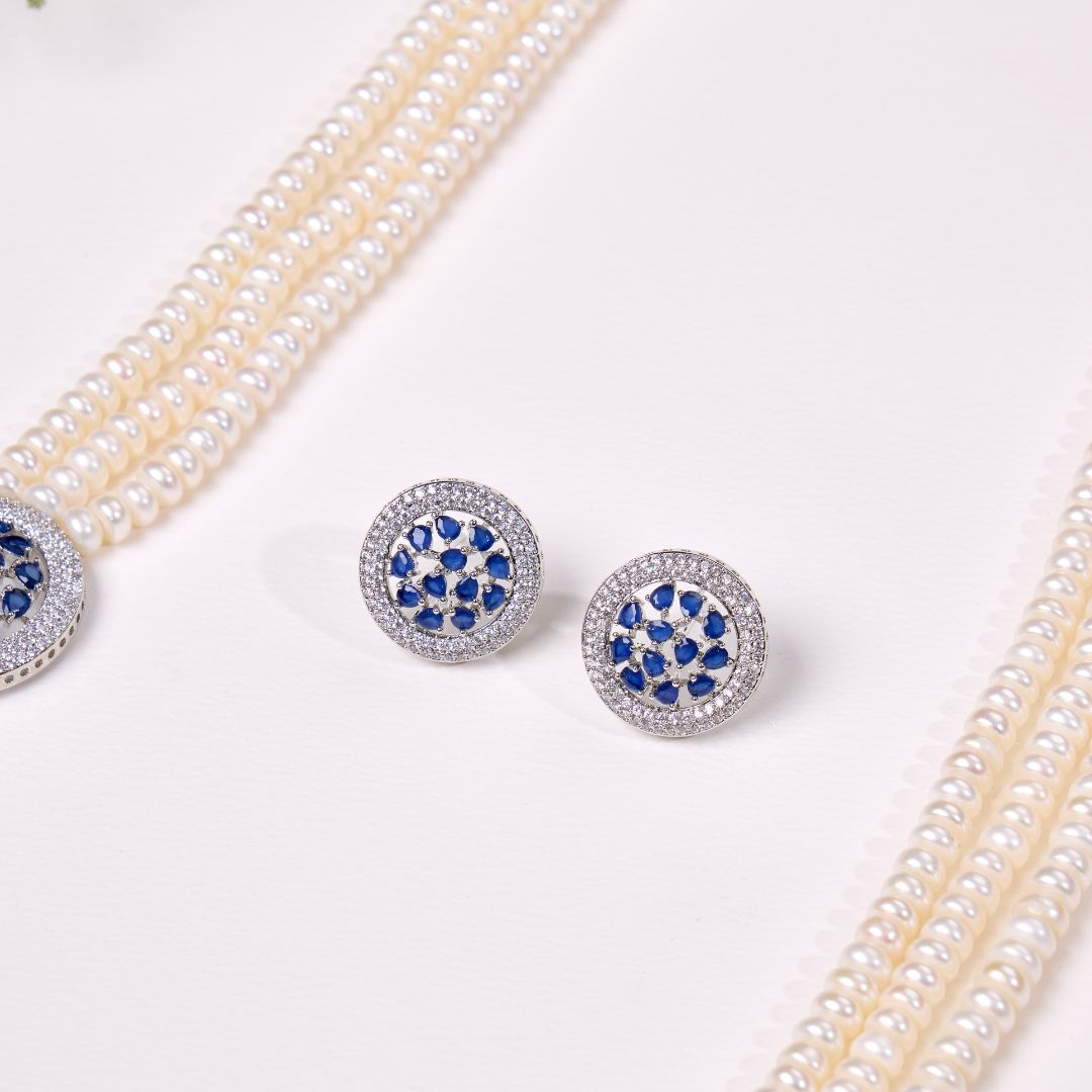 Sapphire Elegance long pearl necklace set