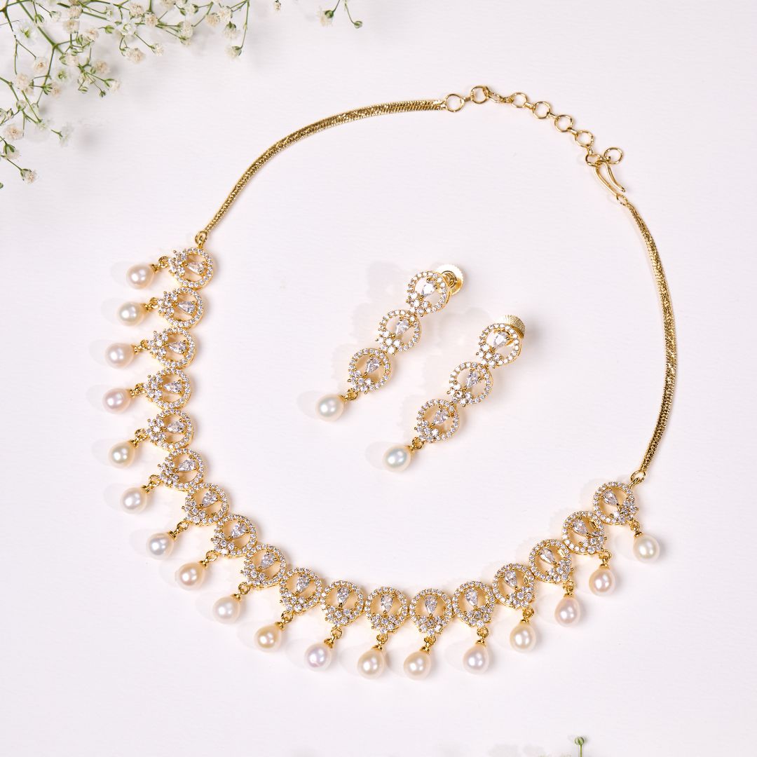Maharani White Pearl Drops Necklace Set
