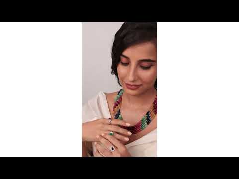Prismatic Panache: 5-Line Multicolor Precious gemstone Necklace