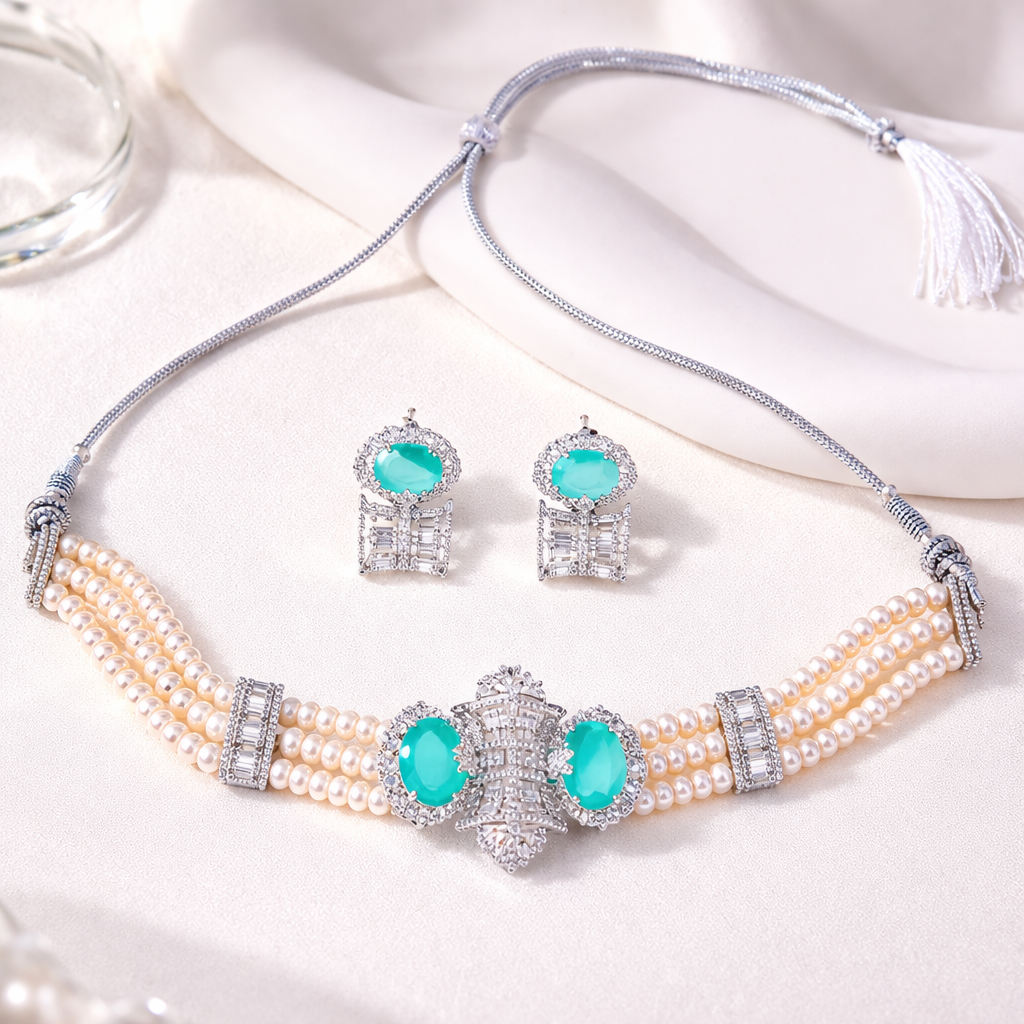 Aqua Royale Pearl Choker Set