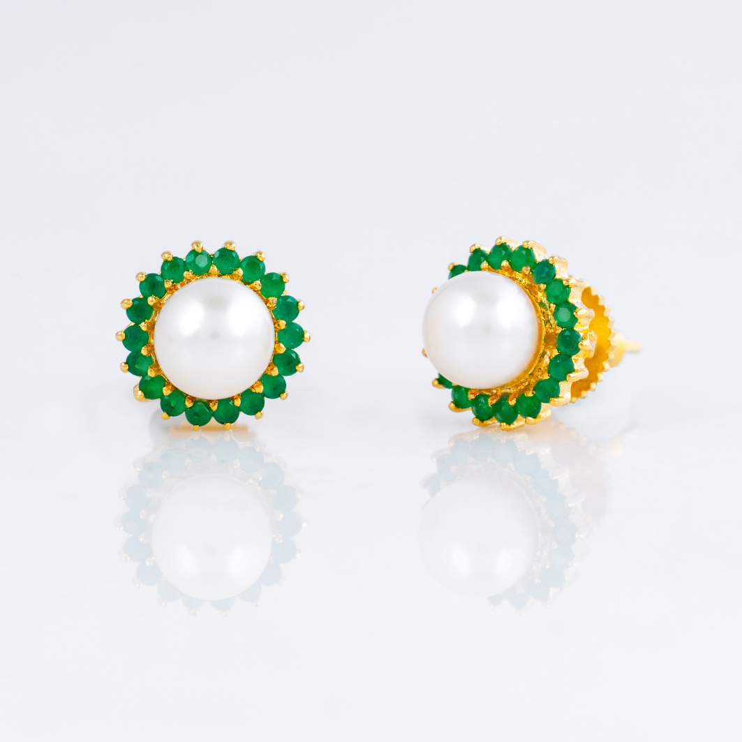 Green Radiance Pearl Studs